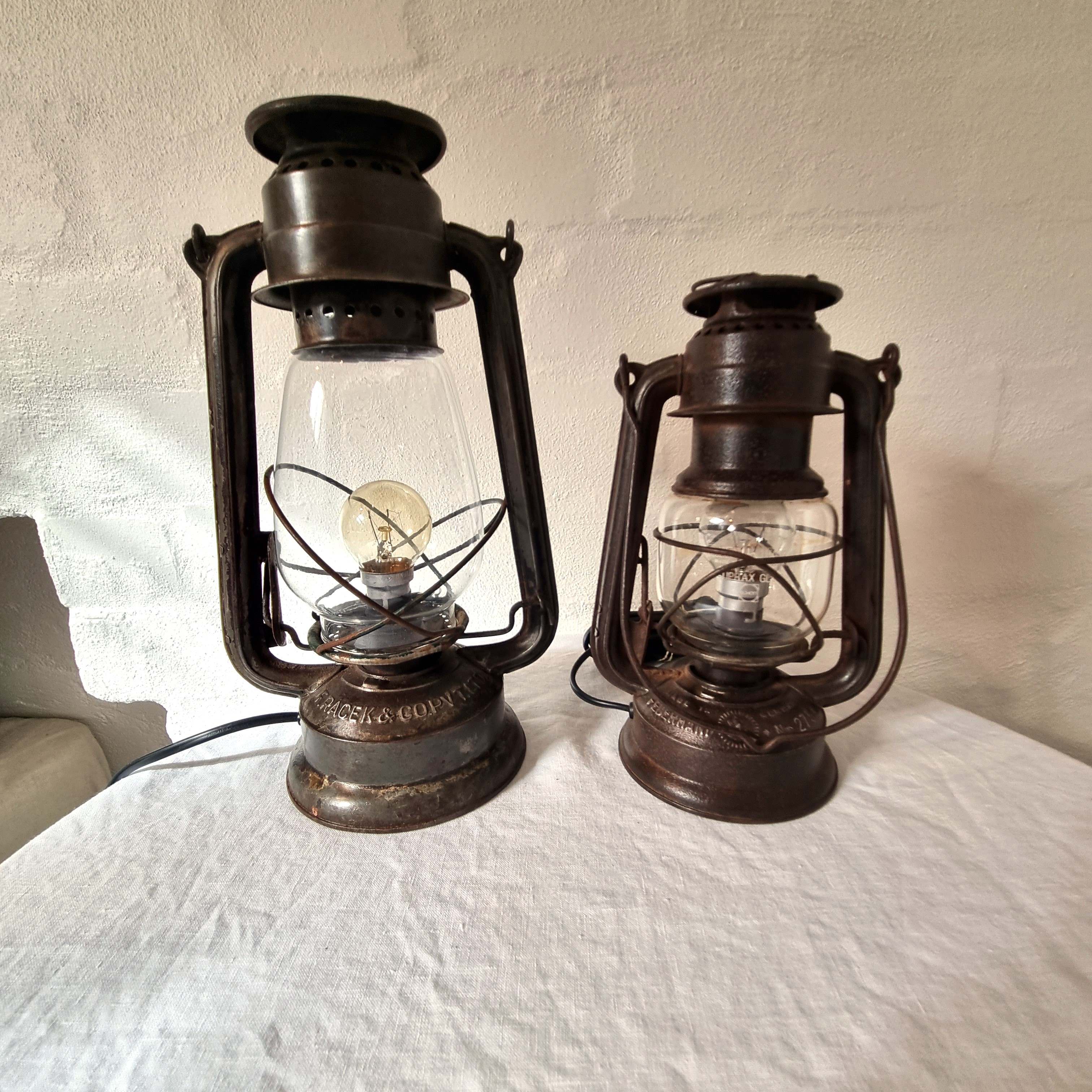 Vintage converted Hurricane Lantern - Large
