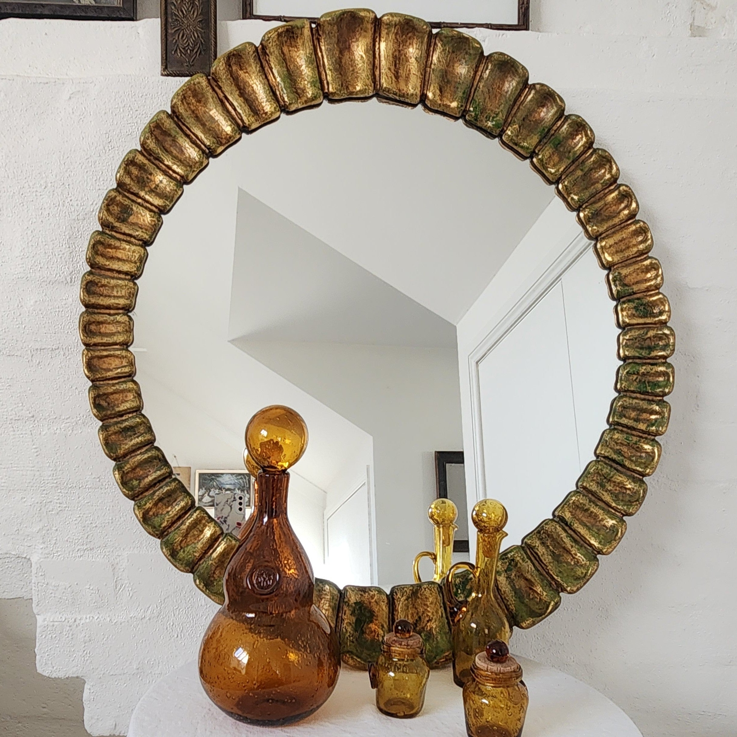 Sunburst Gilt Oval Mirror by Francisco Hurtado