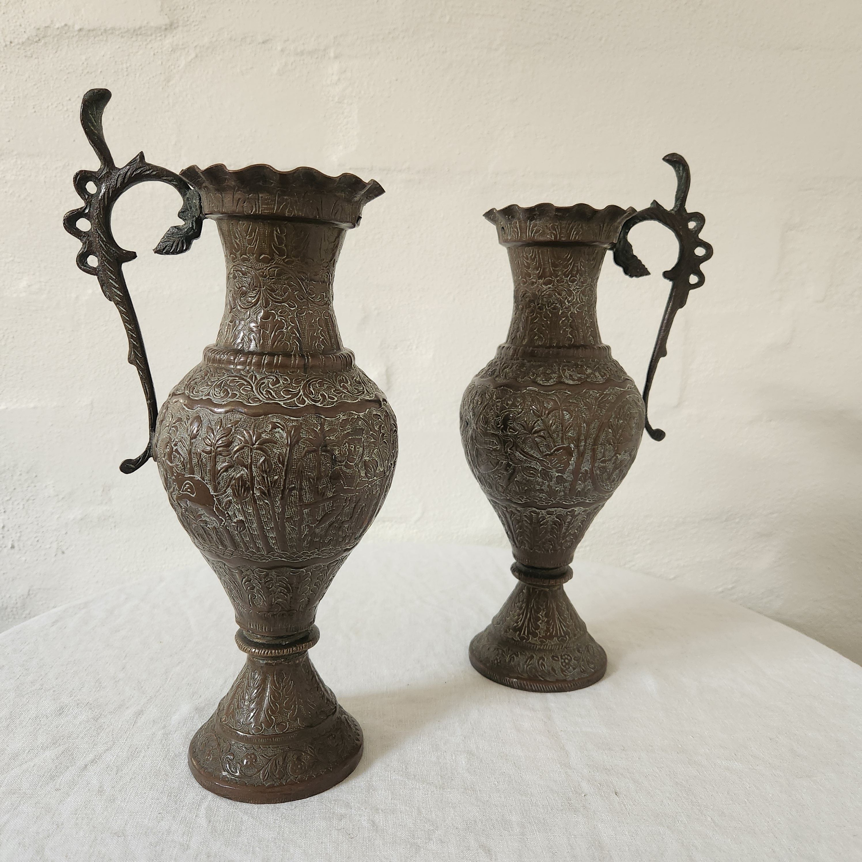 Pair of Indian Brass Vase with Handles