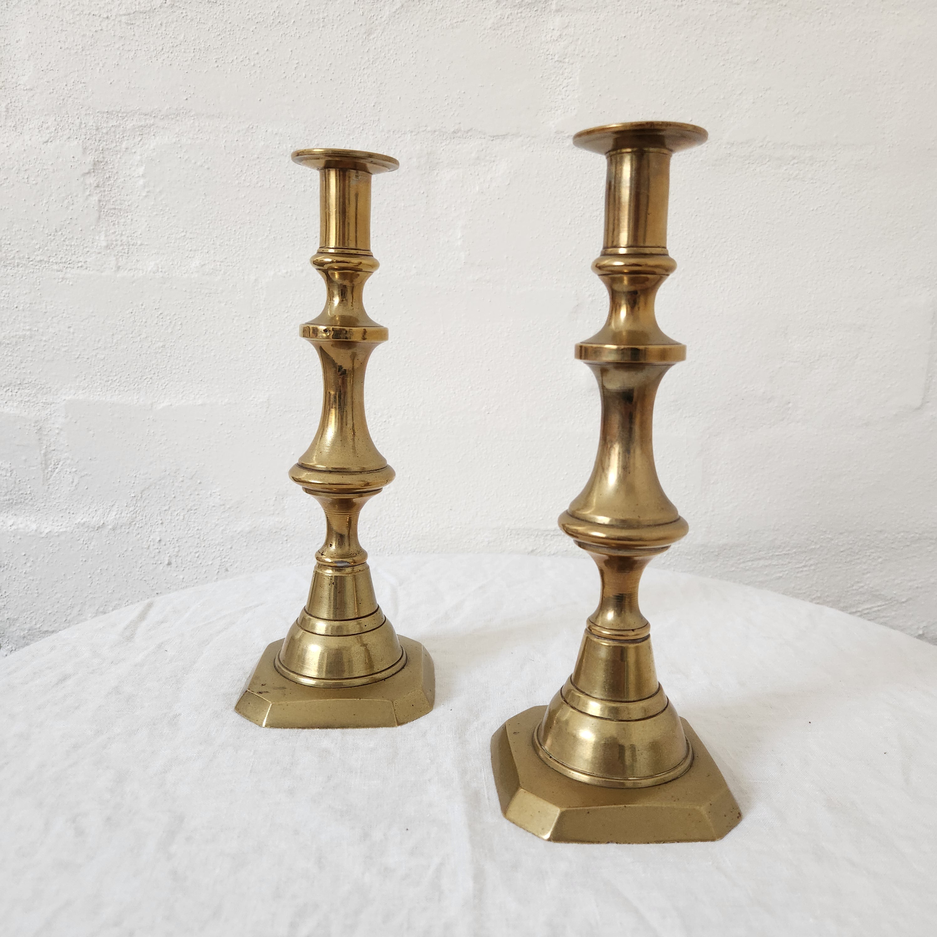 Antique Brass Candlestick pair