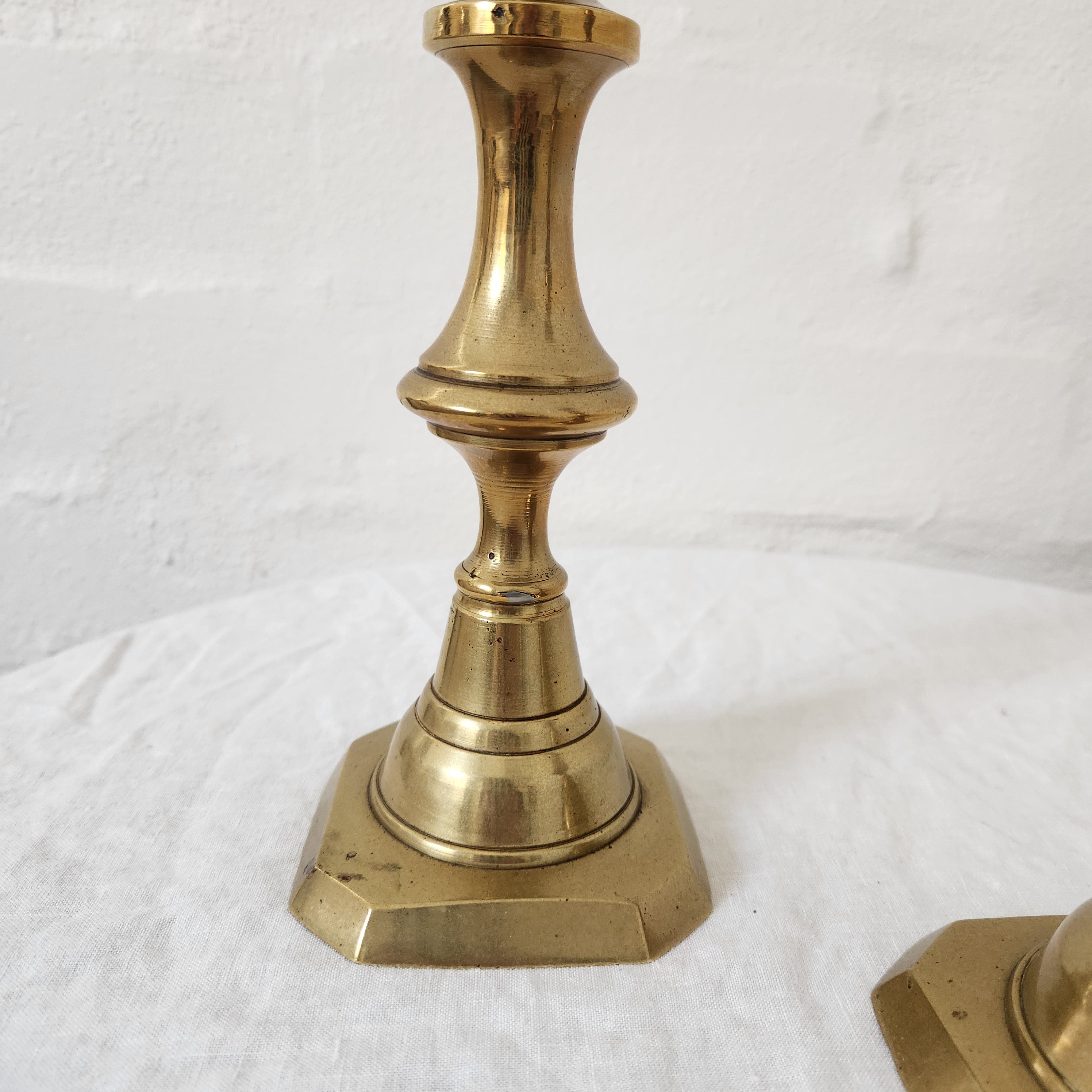 Antique Brass Candlestick pair