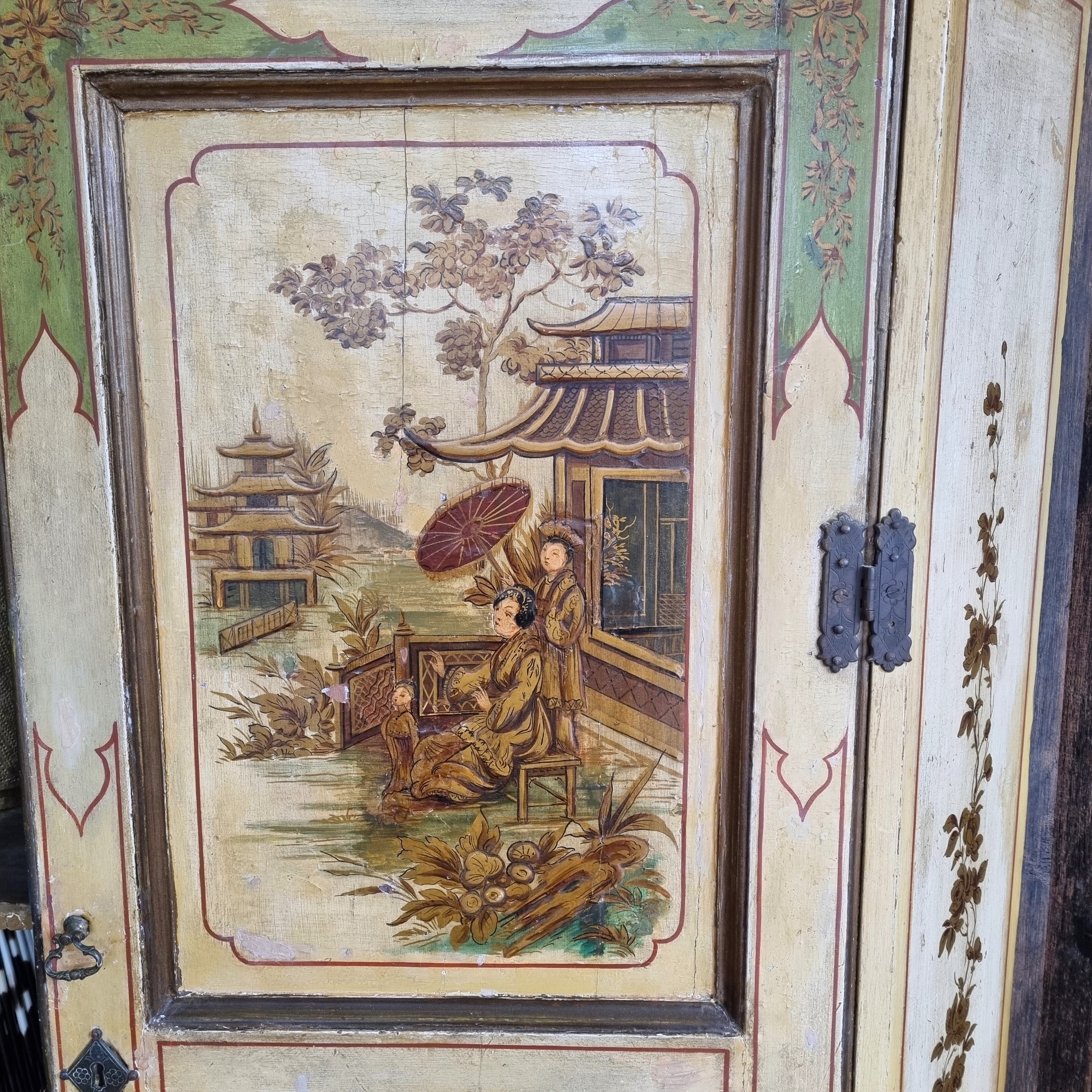 Late 1800's French Chinoiserie Corner Cabinet