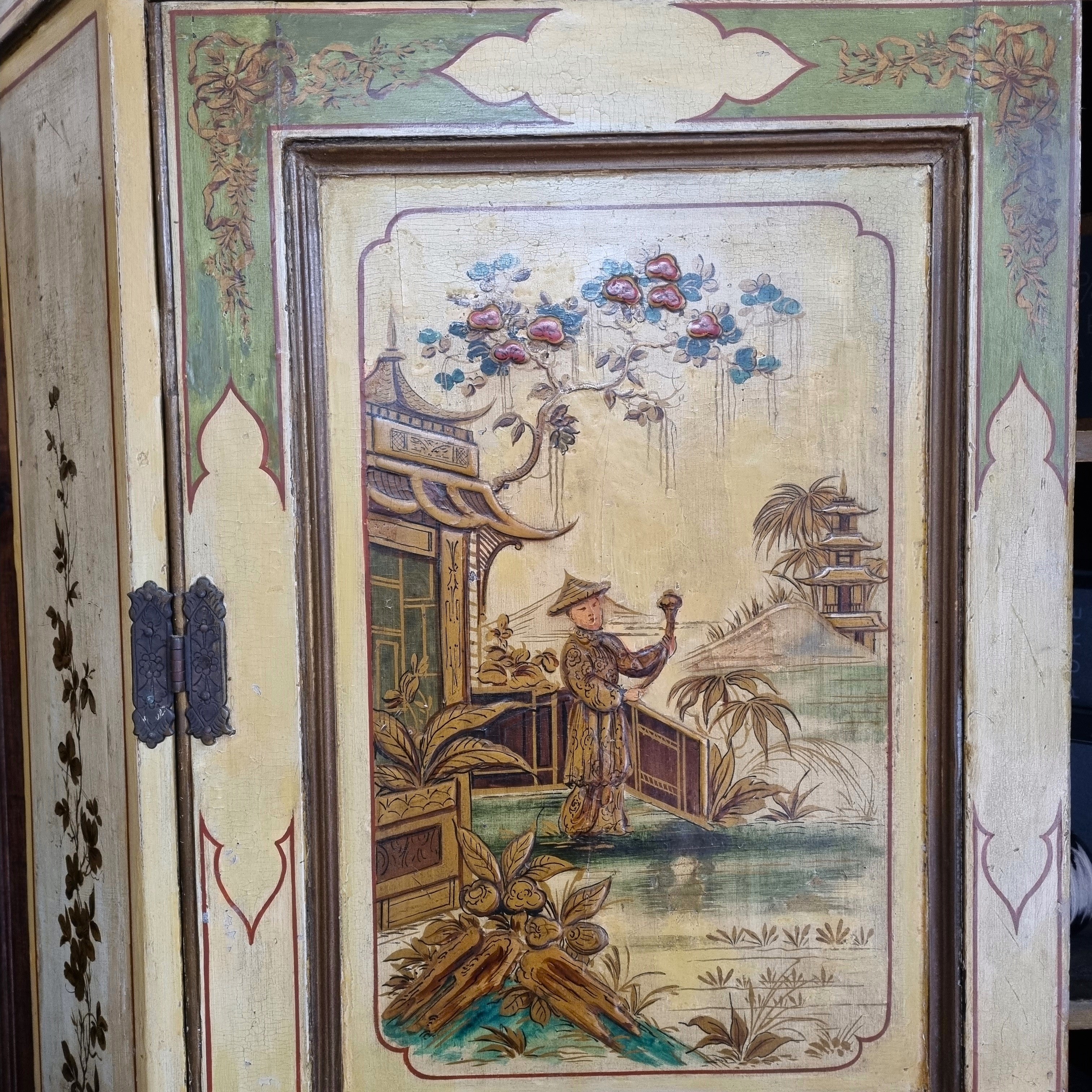 Late 1800's French Chinoiserie Corner Cabinet