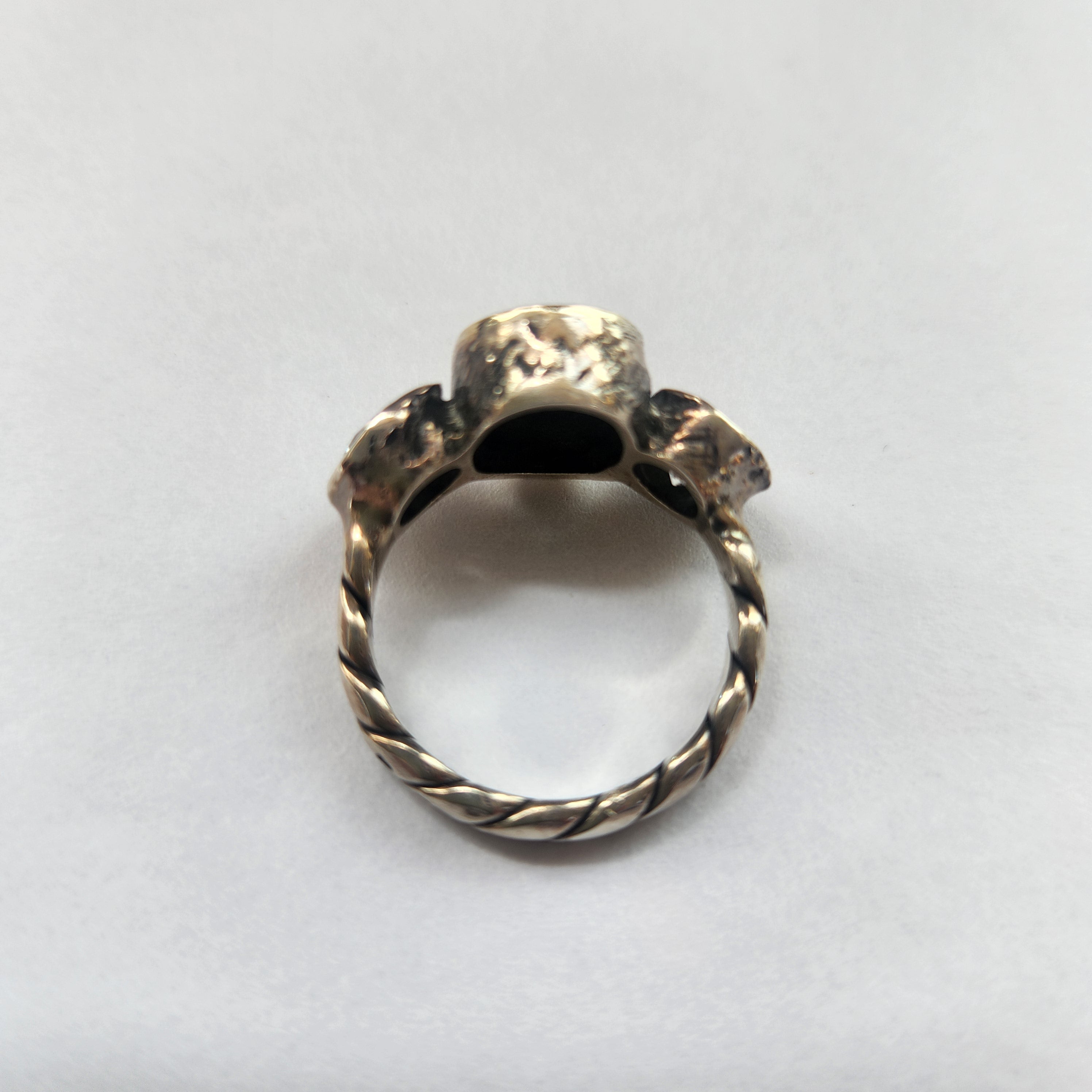 "Soleil" Sterling Silver Plaited Band with Textured Gold Centre and Zirconia Flanks.