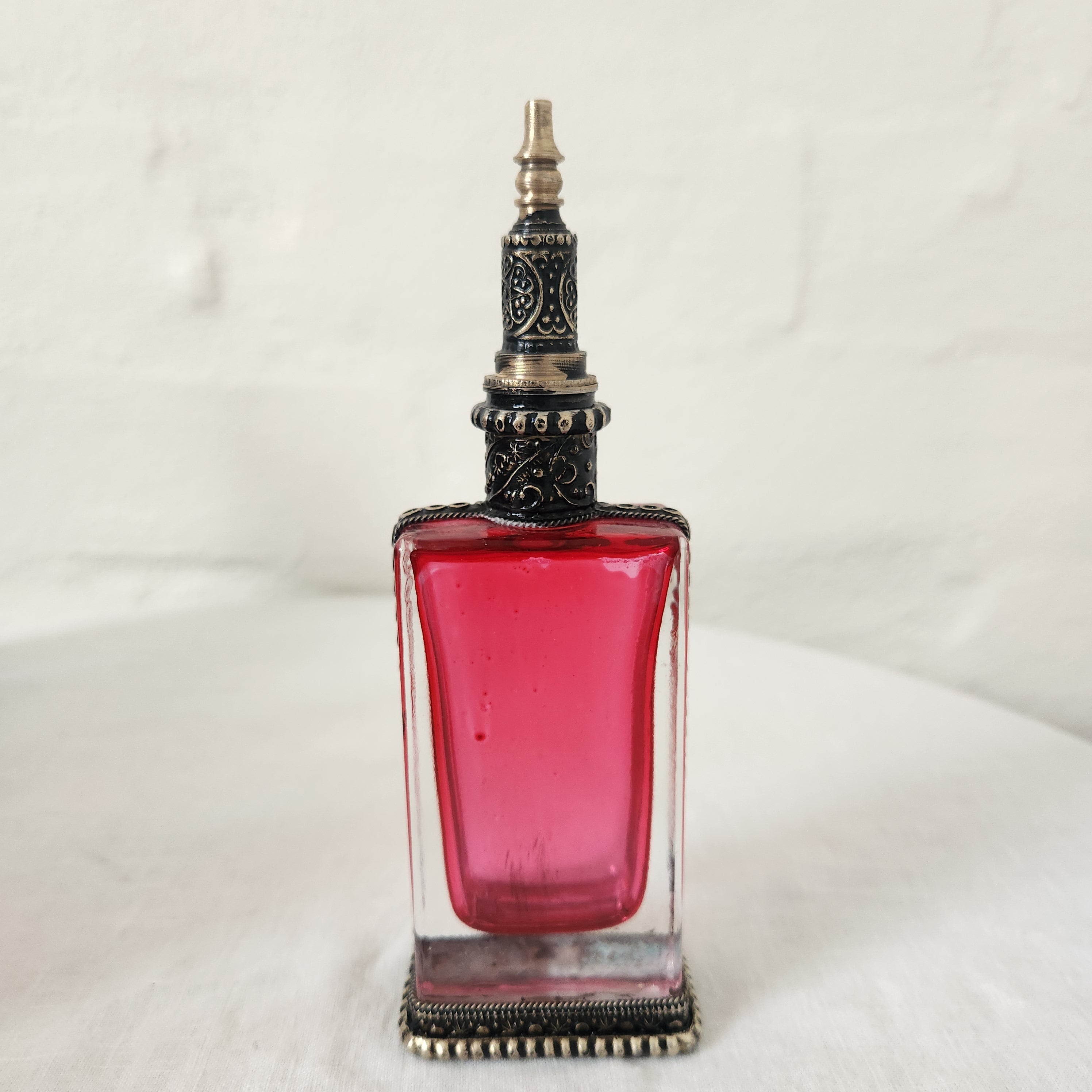 Moroccan Glass Perfume Bottle - Red