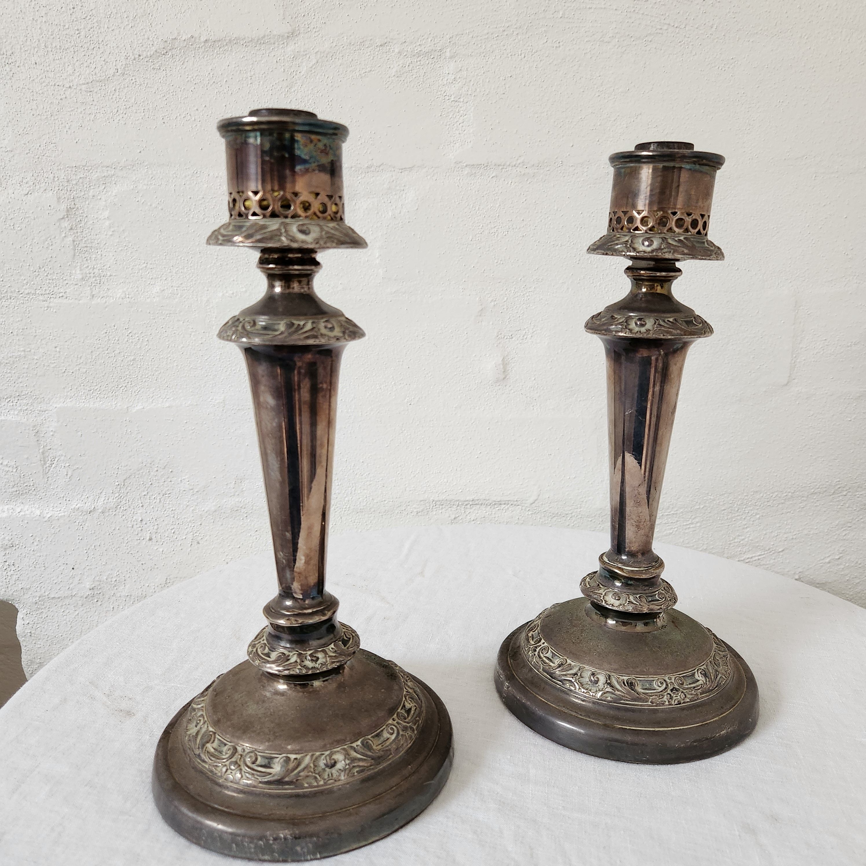 Silver Plated Pair of Candlestick Holders