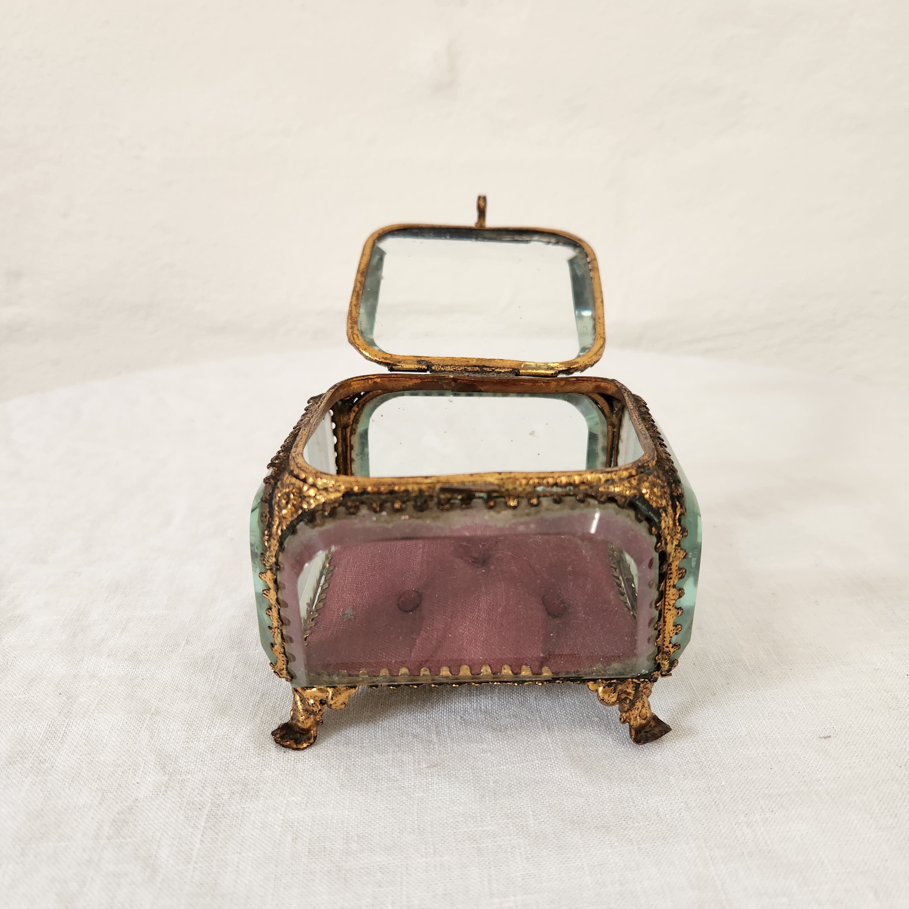 Antique Napoleon III Glass Trinket Casket