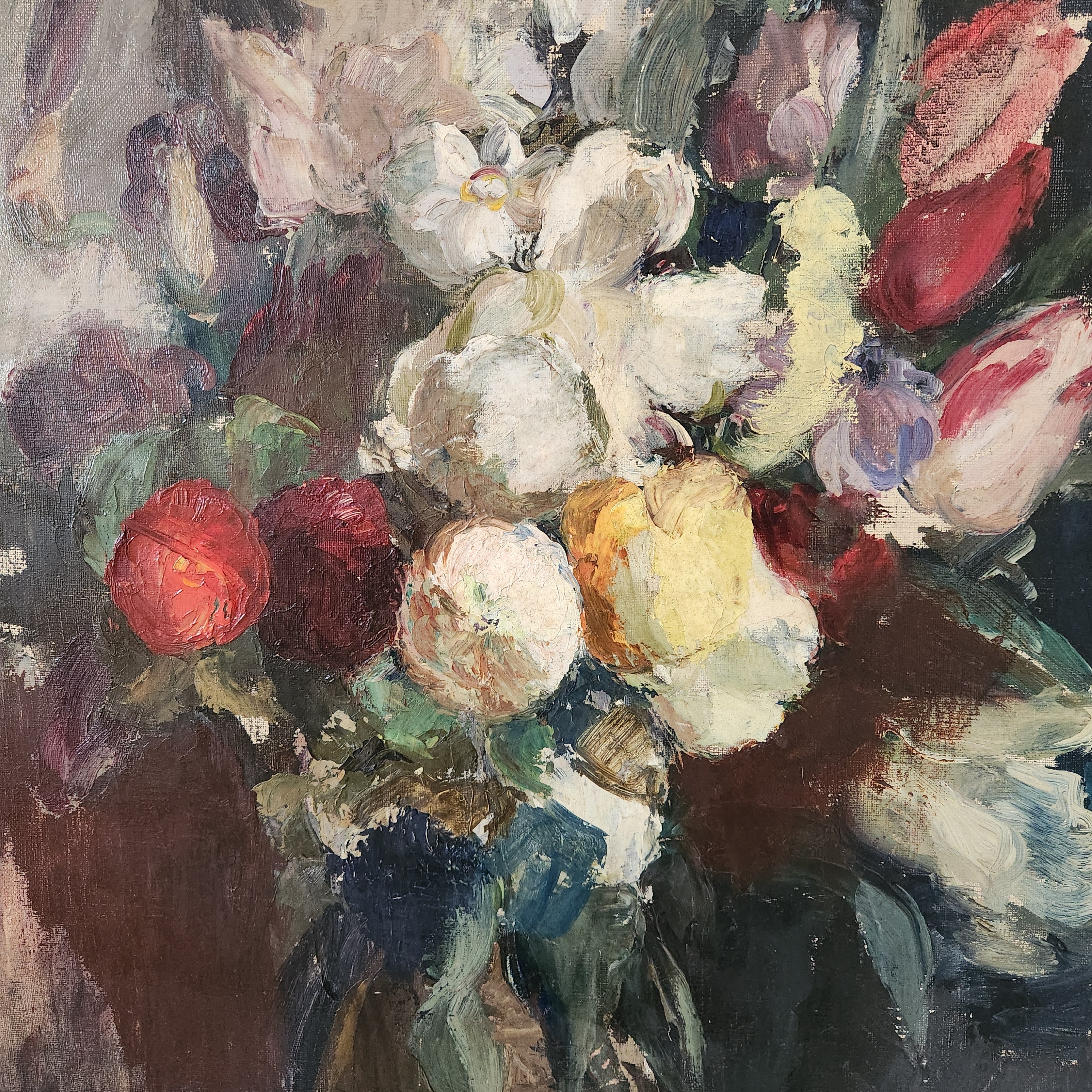 Madeleine Vaury 1930’s Original Oil Painting - Vase of Flowers