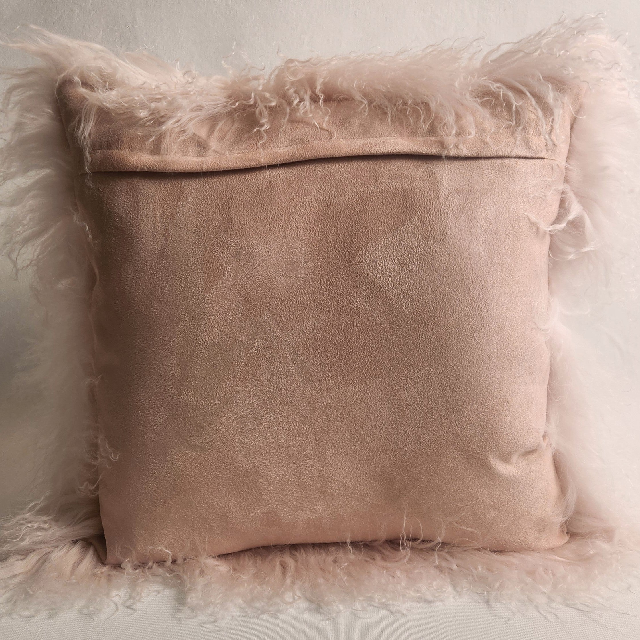 Mongolian Sheepskin Cushion - Blush