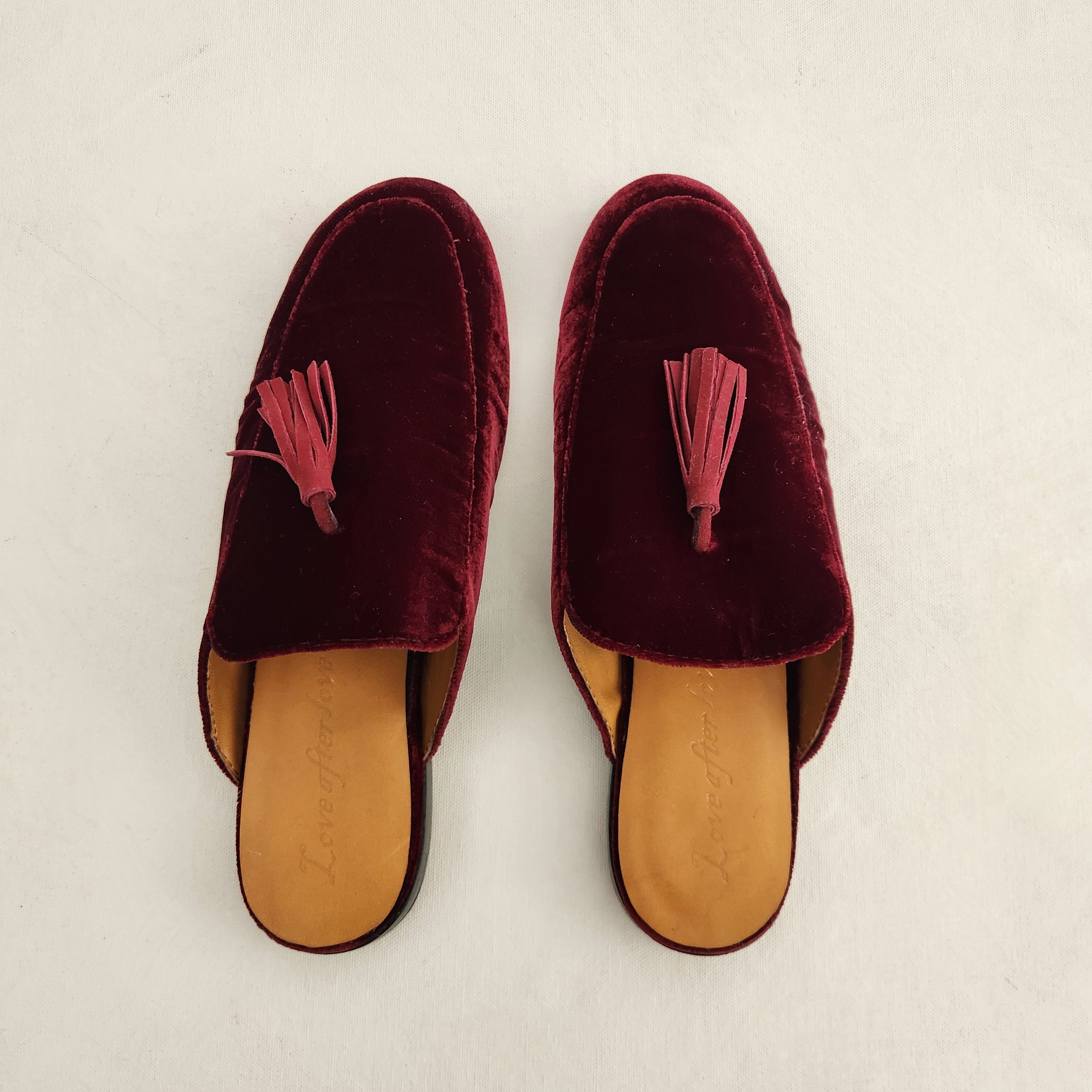 Dorothy - Ruby Velvet Babouches with Tassels