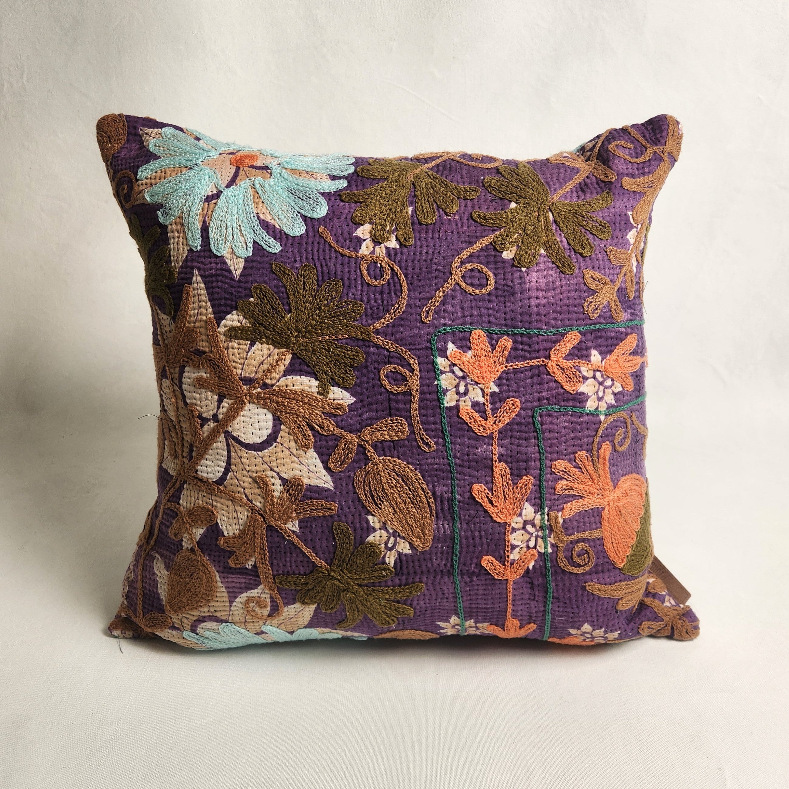 Suzani Cushion #34 - Purple, brown , Orange 50x50