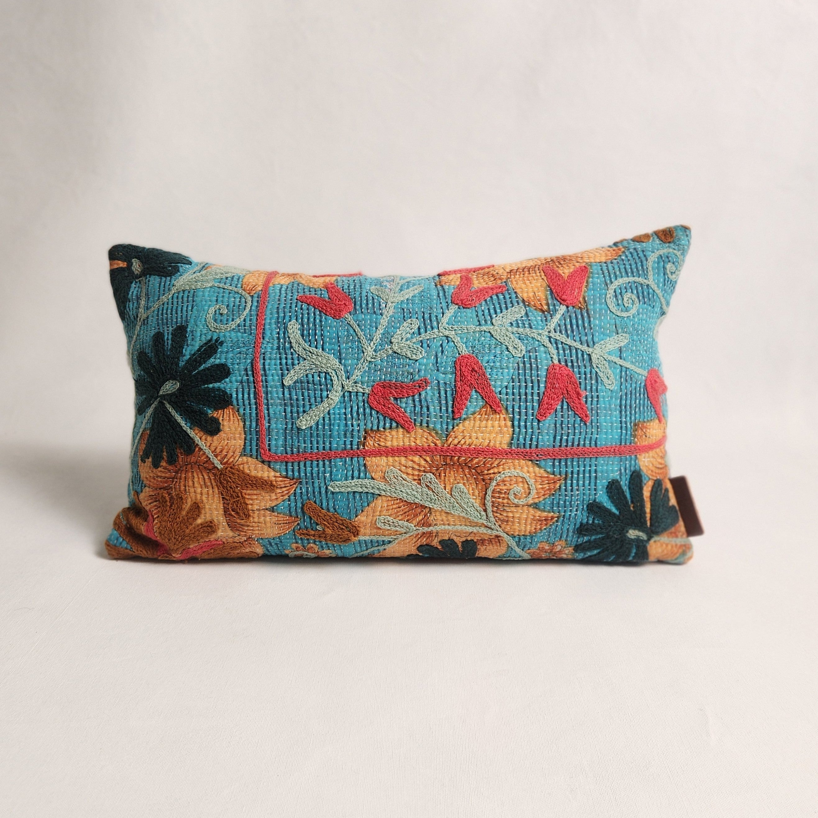 Suzani Cushion #28 - Blue, Orange, Red 30x50