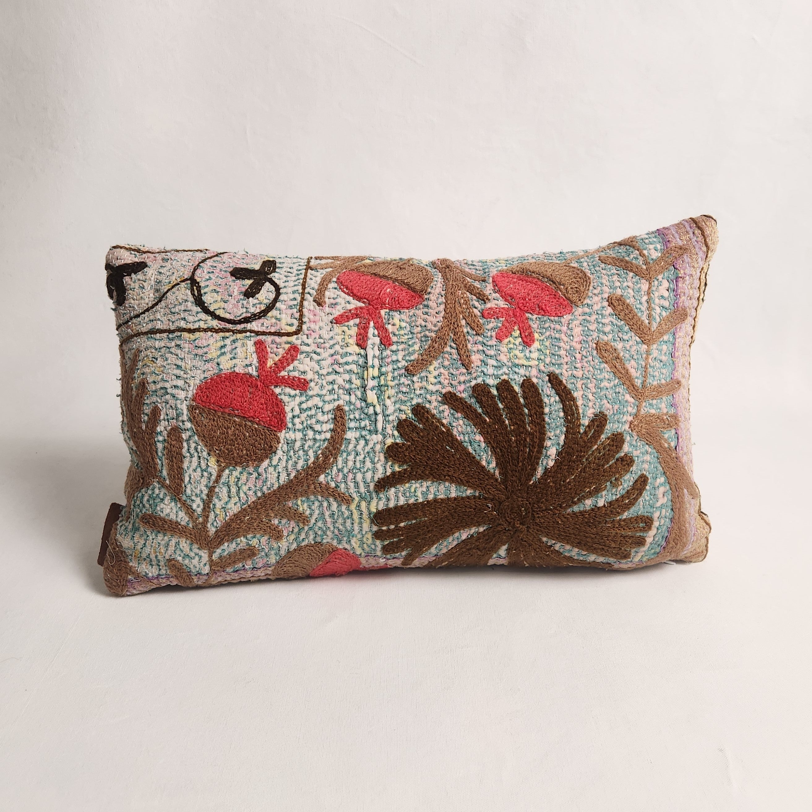 Suzani Cushion #29 - Red, Brown, Black 30x50