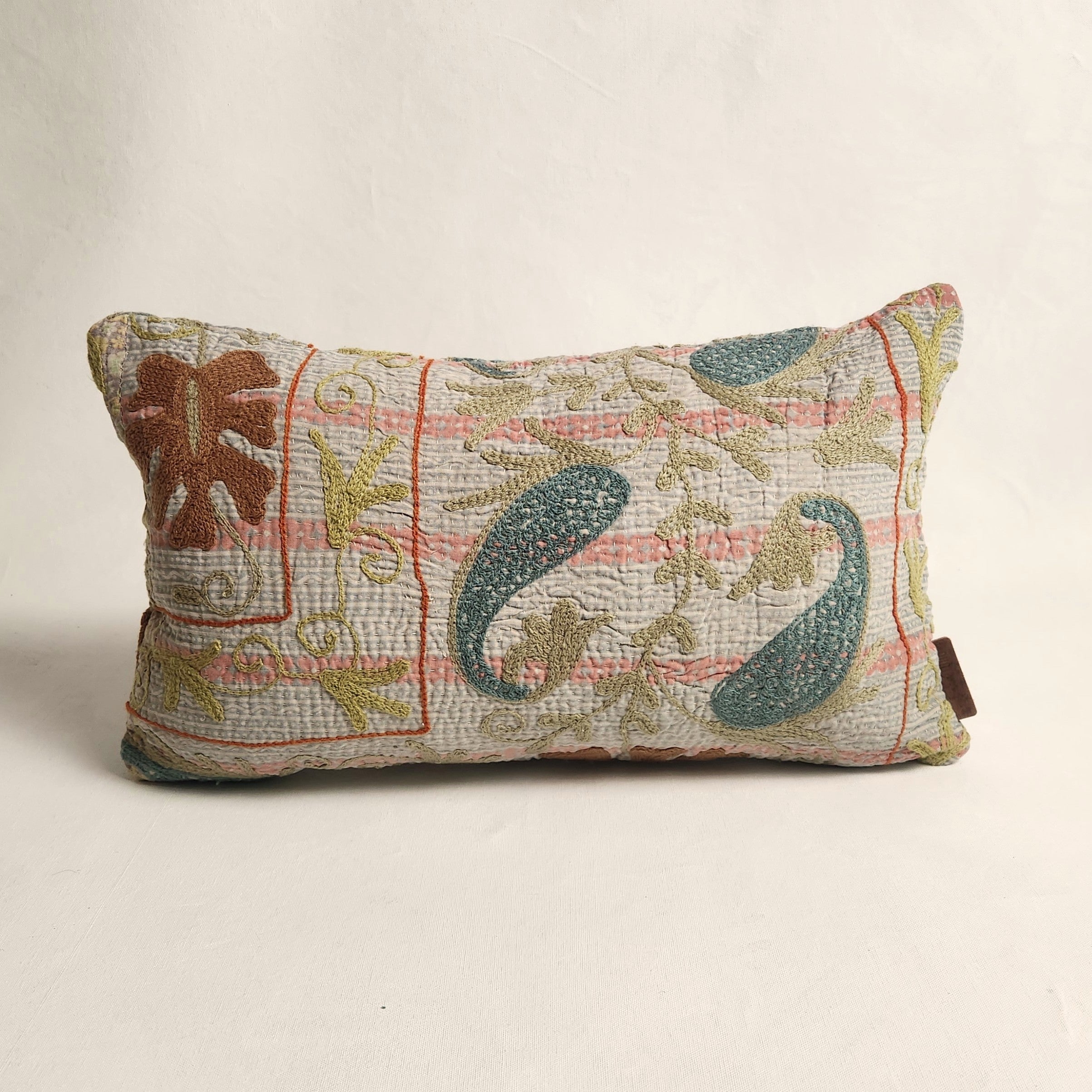 Suzani Cushion #30 - Pink, Brown , Teal 30x50