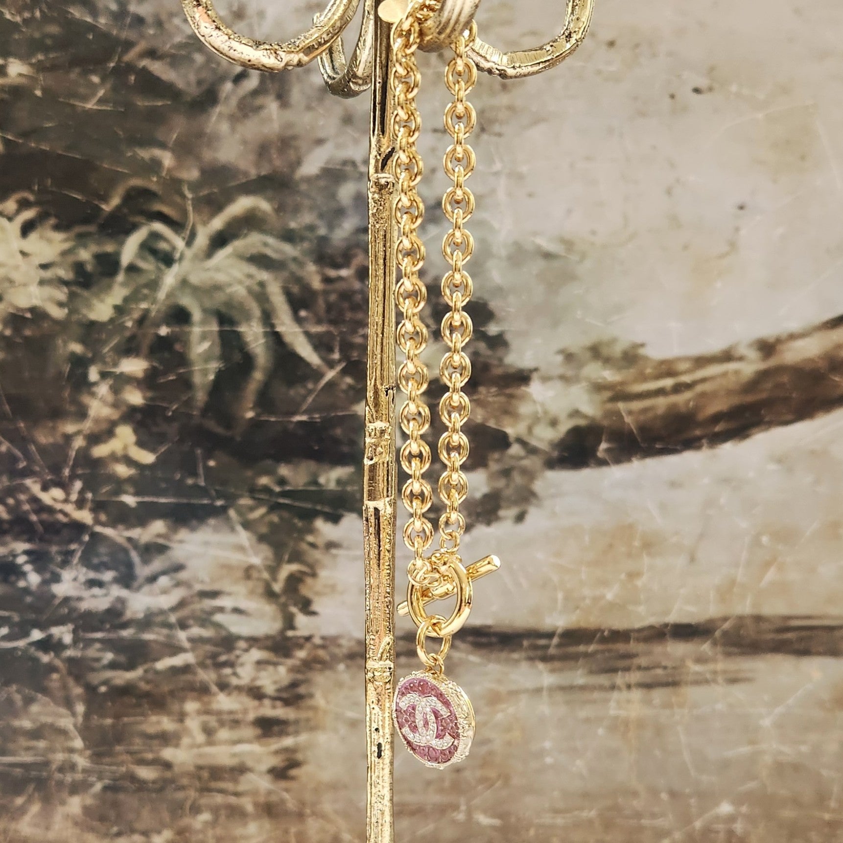 Pink Diamante T Bar Bracelet