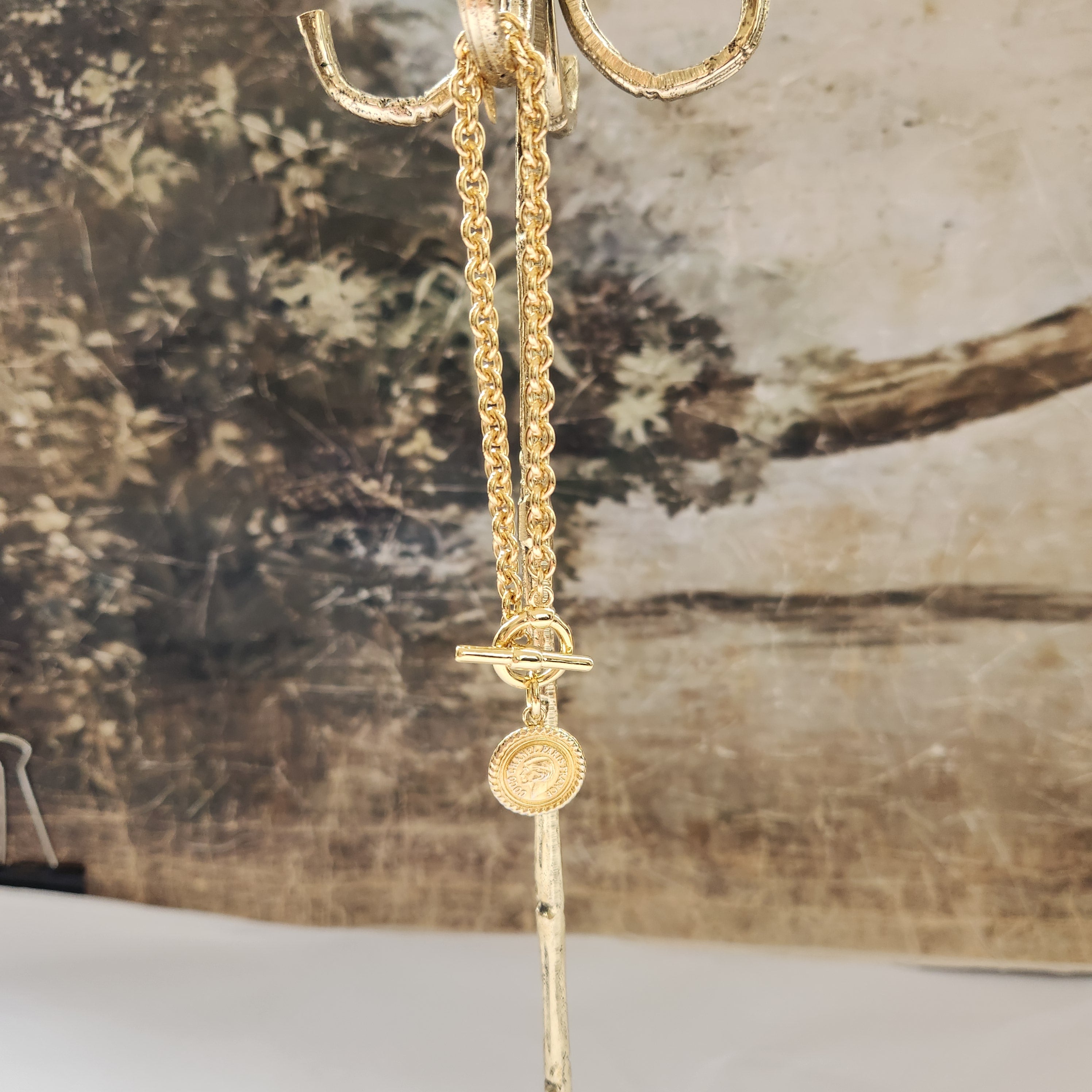 Gold Coin T Bar Bracelet