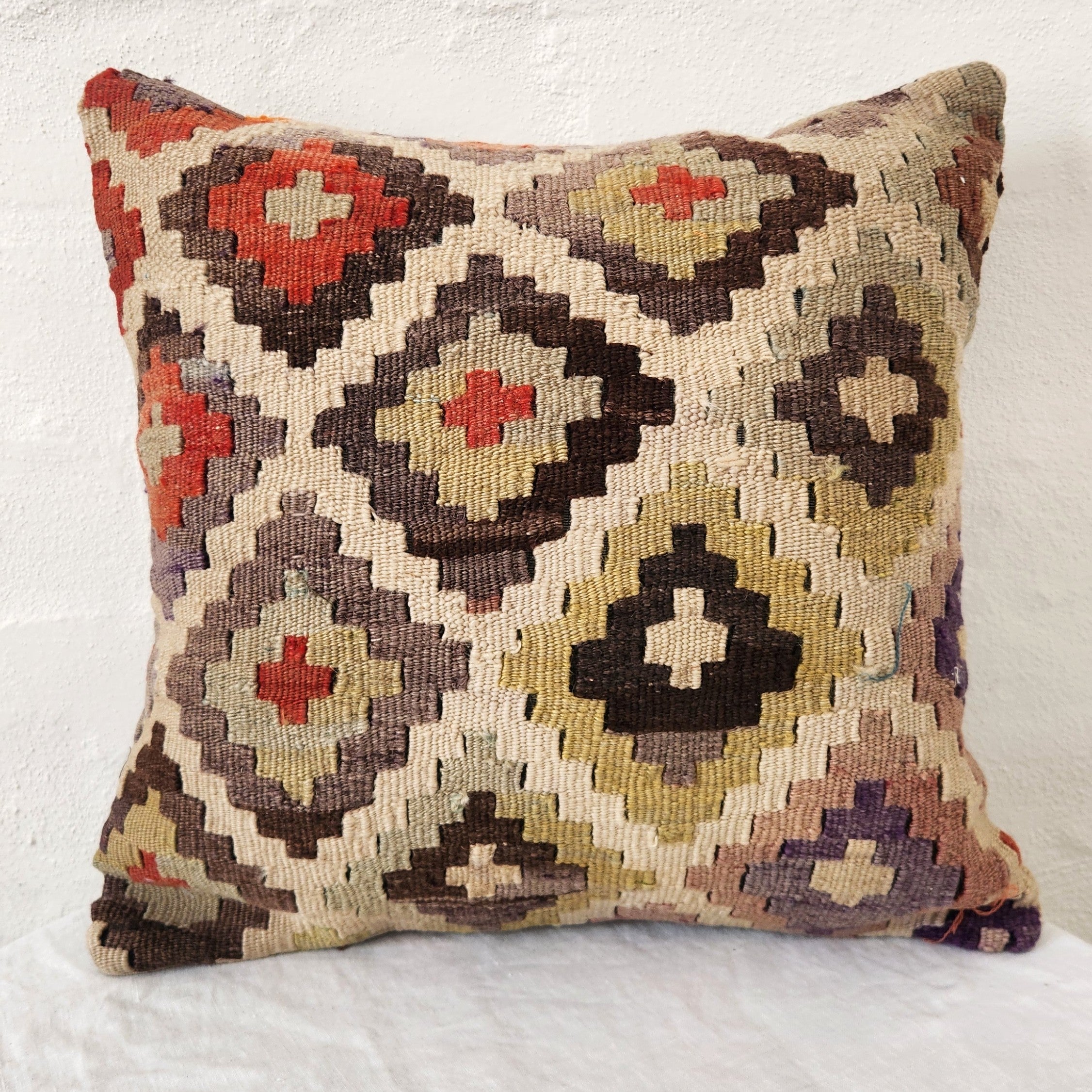 Turkish Kilim Checkboard Cushion