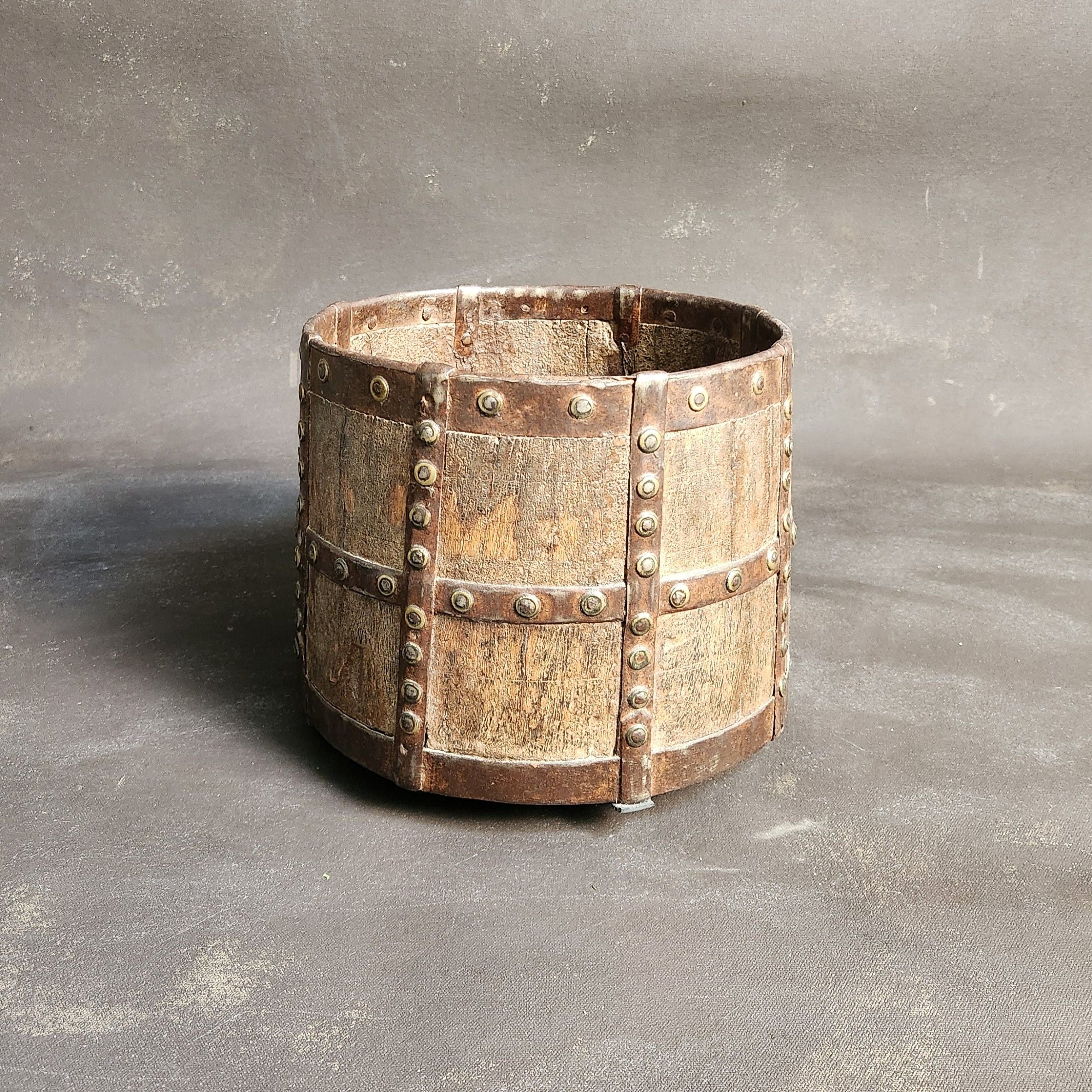 Handmade Wooden and Brass Pot