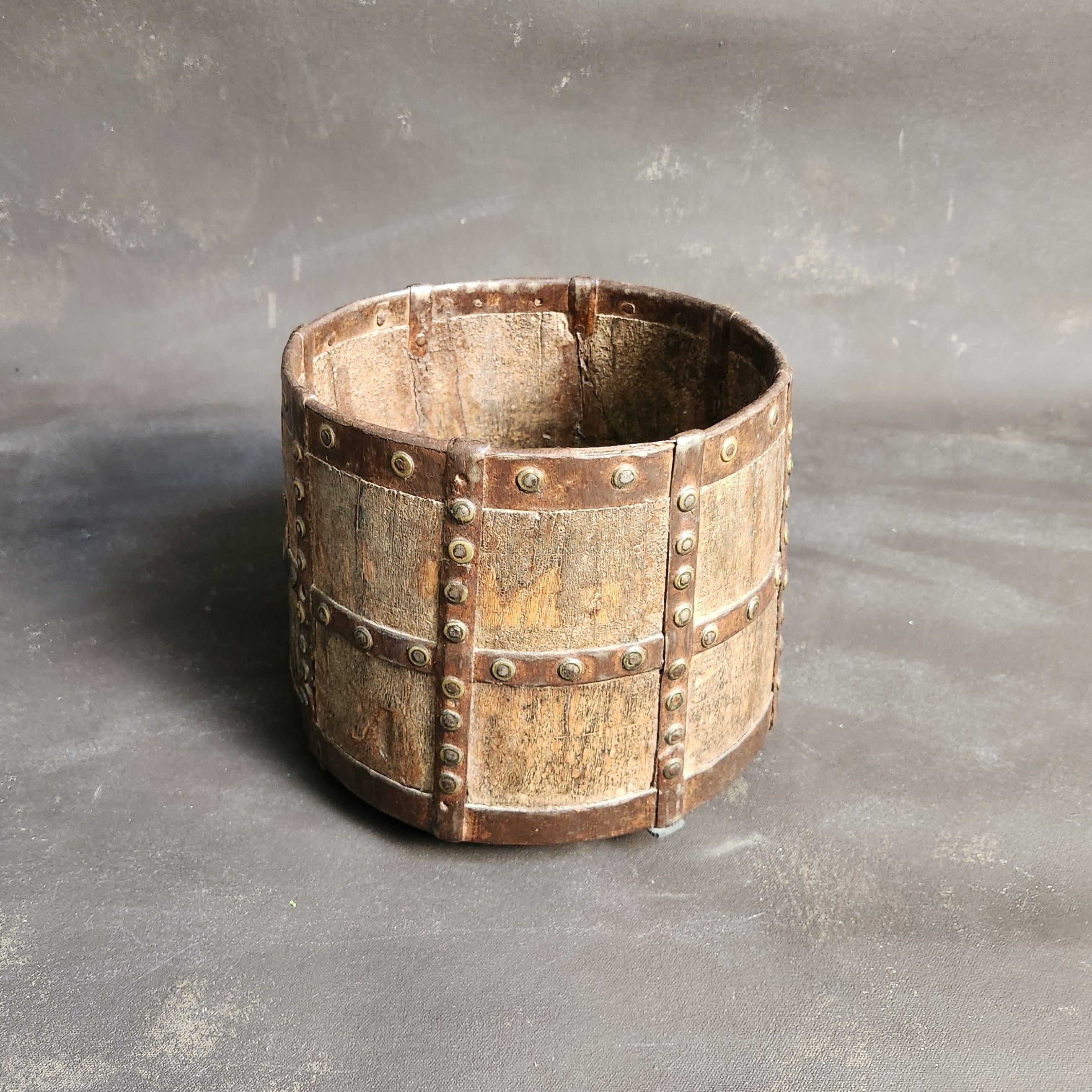 Handmade Wooden and Brass Pot
