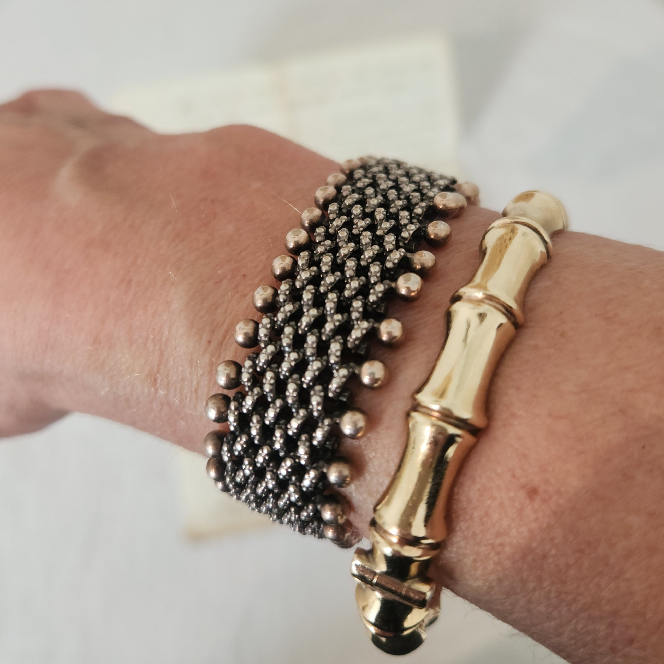 Antique Sterling Silver Chain Bracelet with ball edging 1890’s