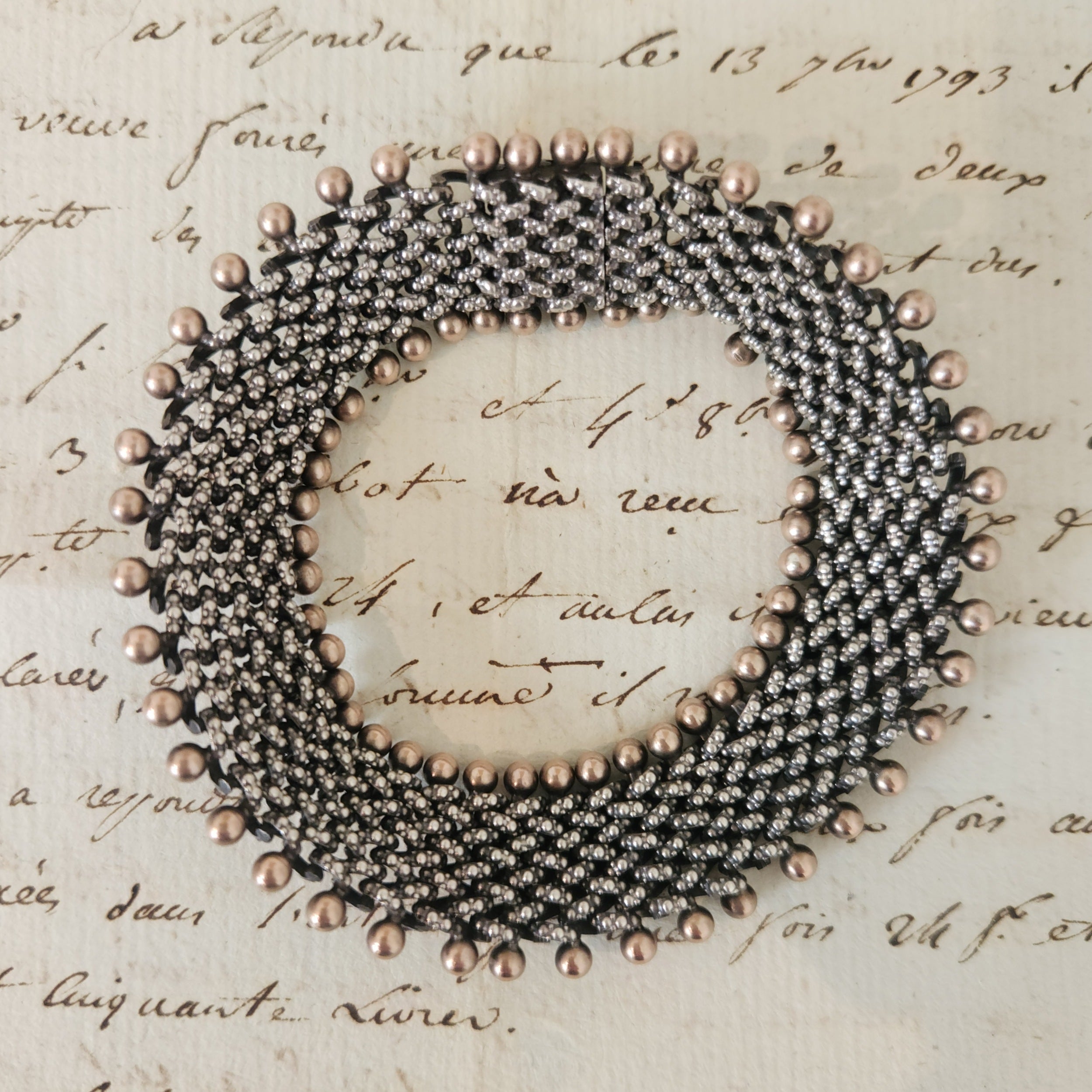 Antique Sterling Silver Chain Bracelet with ball edging 1890’s