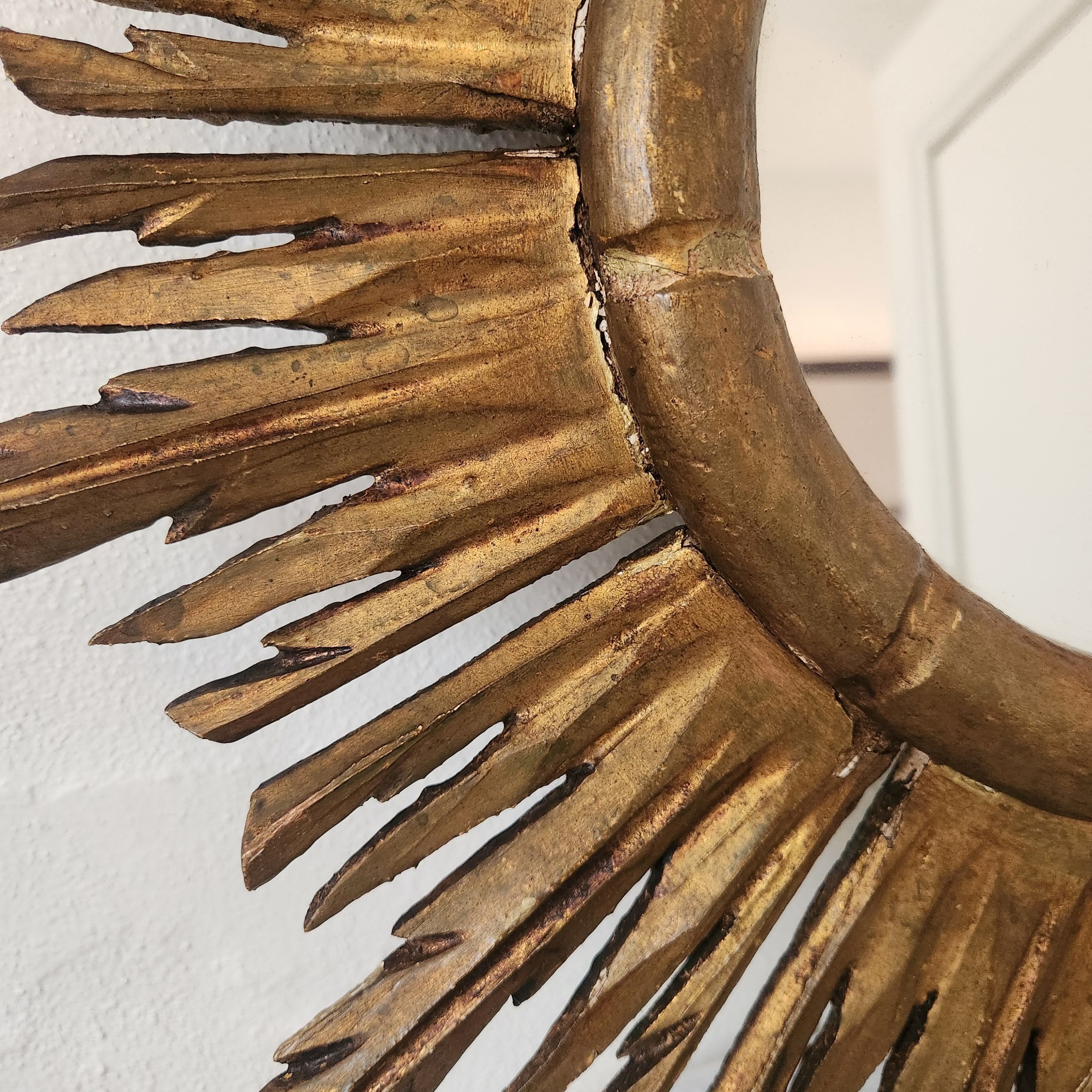 Vintage Belgian Starburst Gilt Wooden Mirror