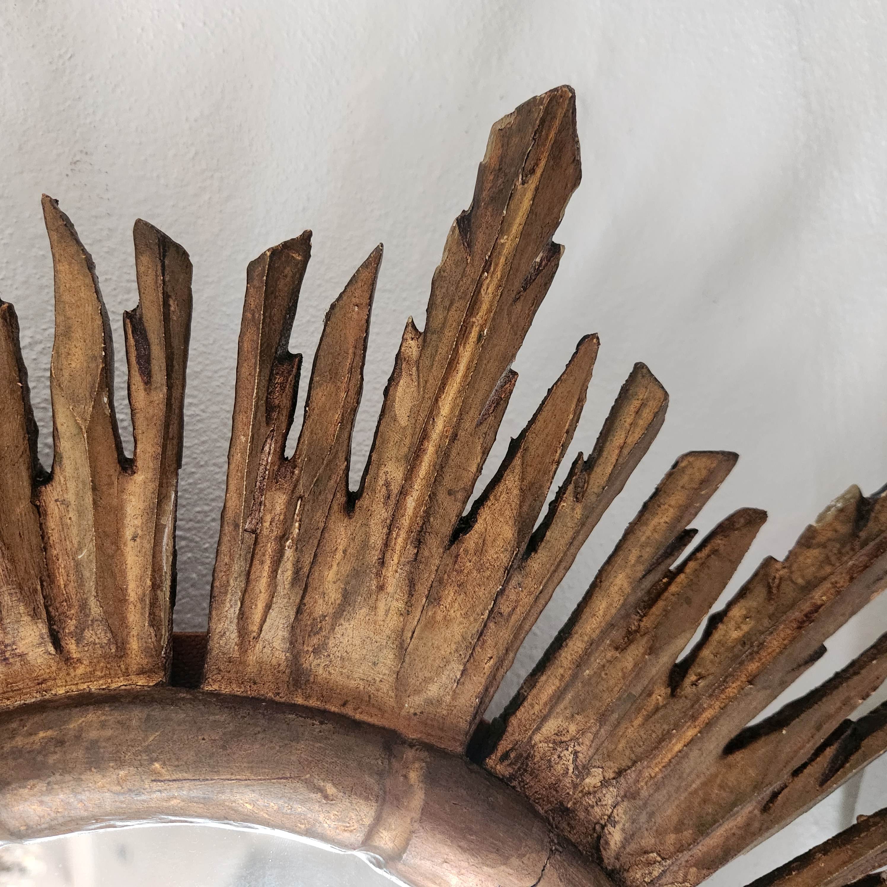 Vintage Belgian Starburst Gilt Wooden Mirror