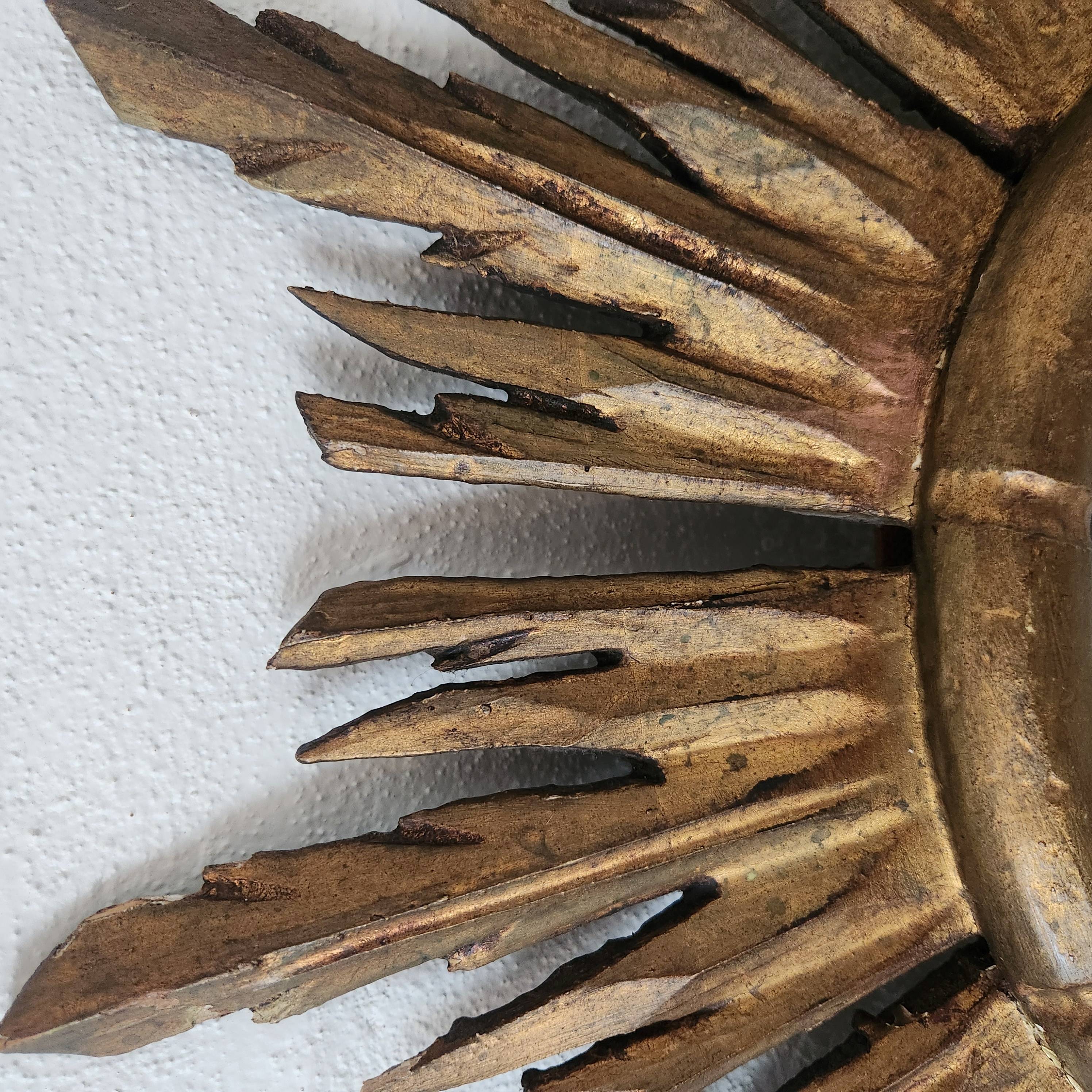 Vintage Belgian Starburst Gilt Wooden Mirror
