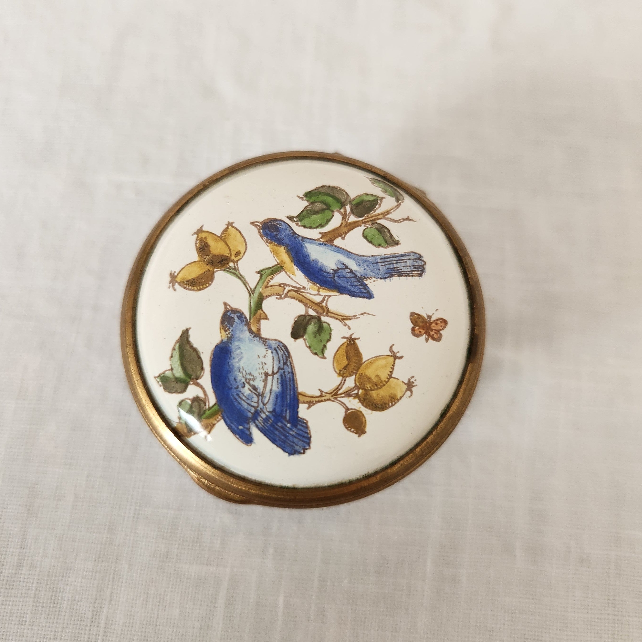 Vintage Bluebirds Hinged Ring Box