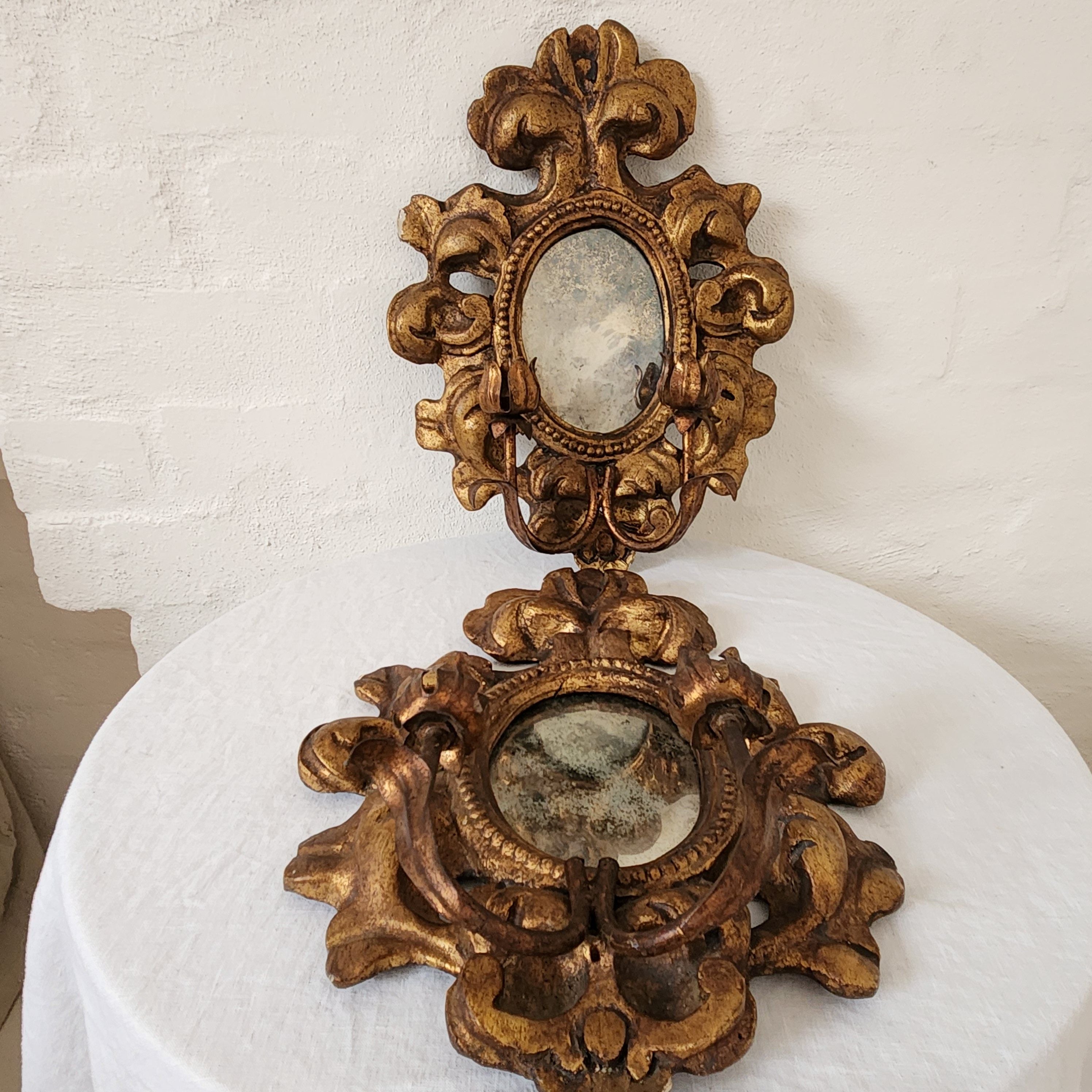 Vintage Belgian Gilded Wooden Candle Sconce
