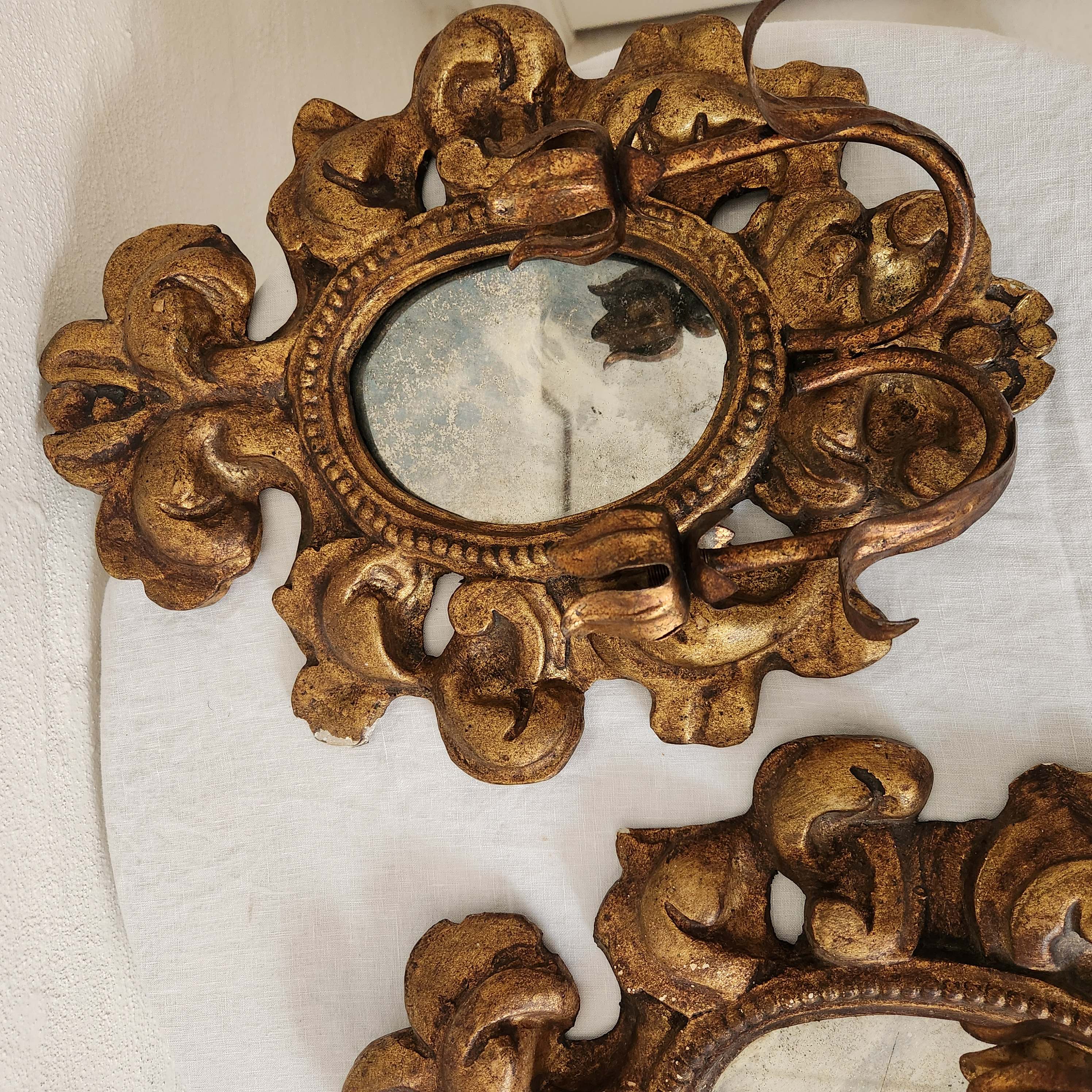 Vintage Belgian Gilded Wooden Candle Sconce