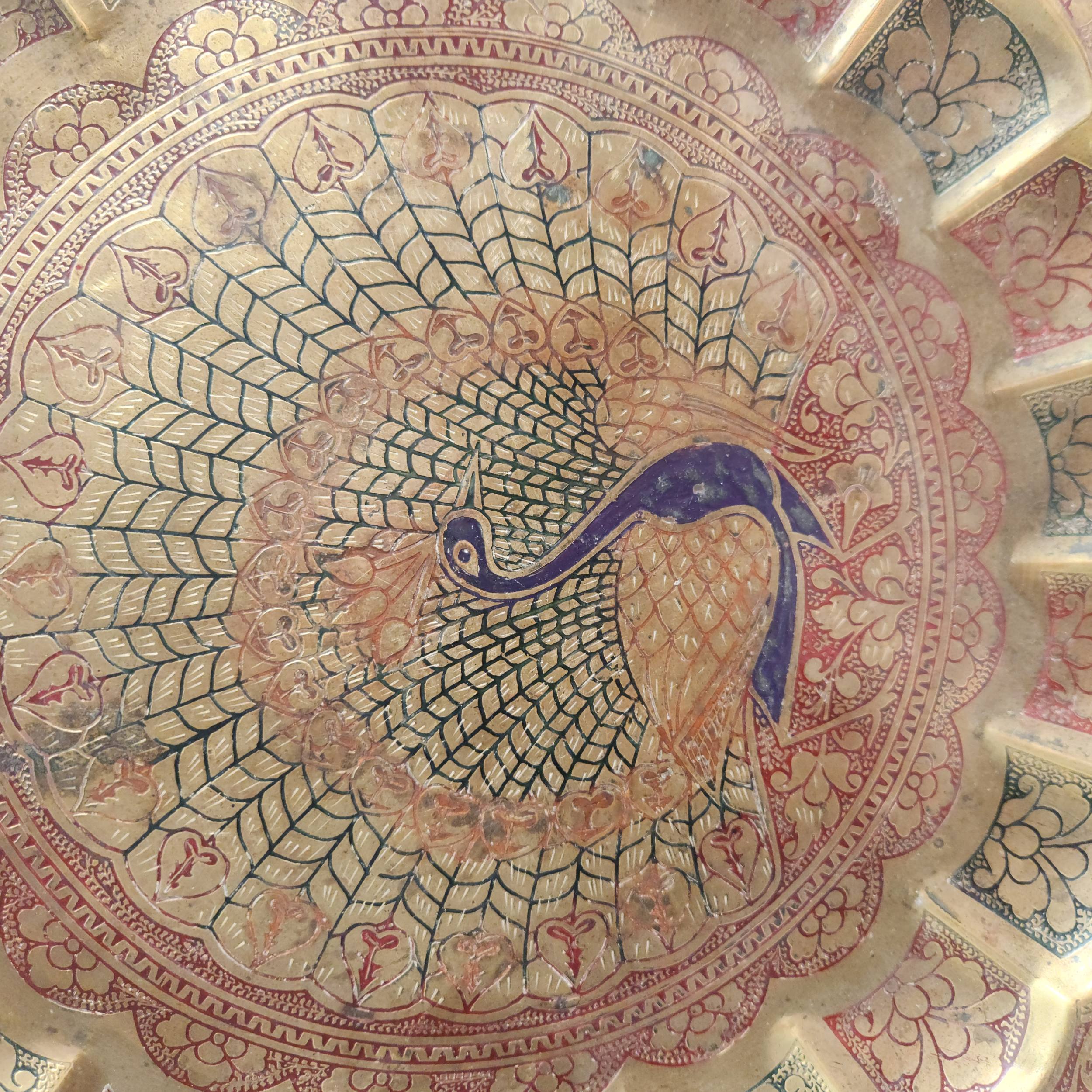 Brass Plate with Peacock motif