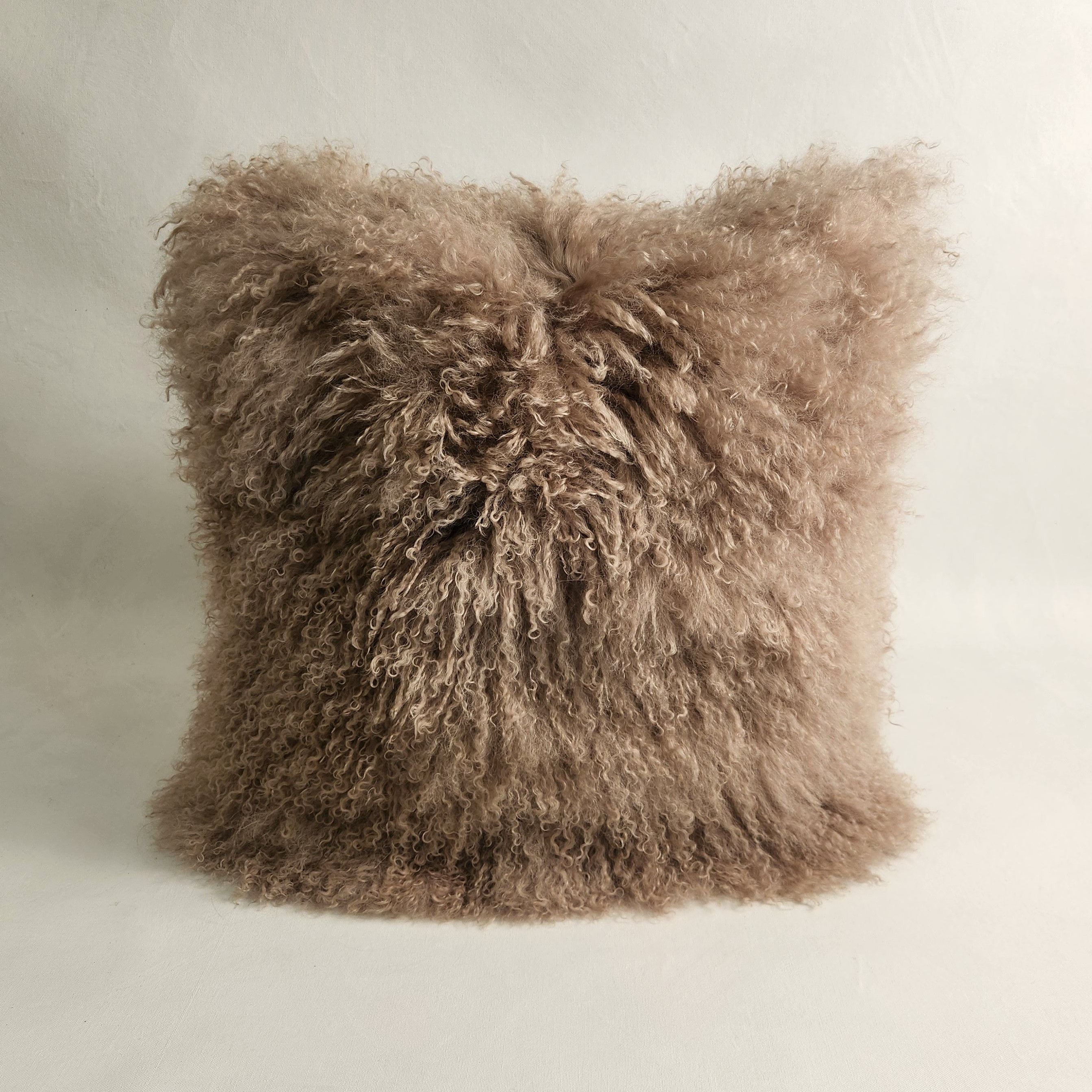 Mongolian Sheepskin Cushion - Camel