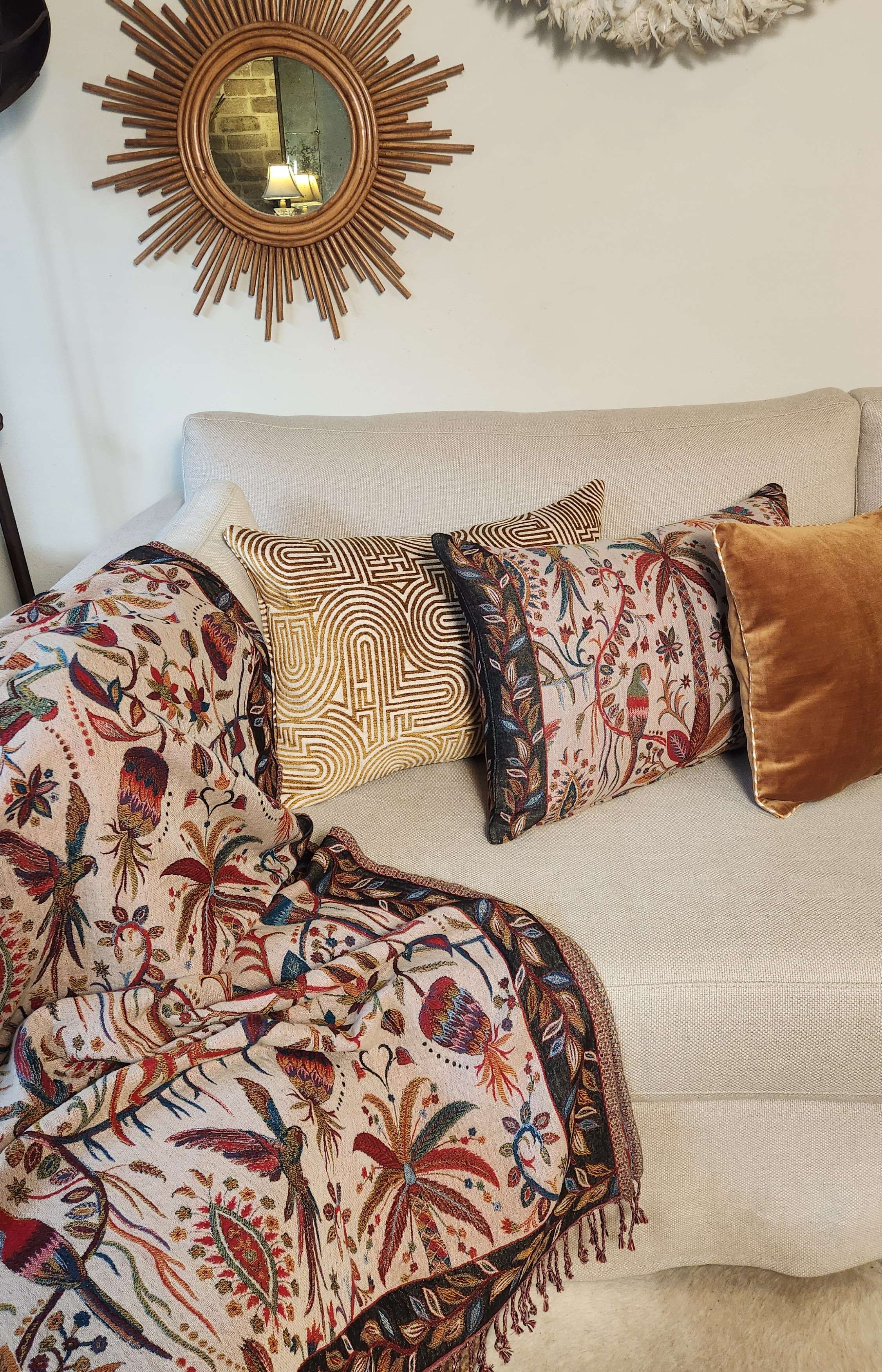 Klark Rectangular Cushion - Ecru and Mustard