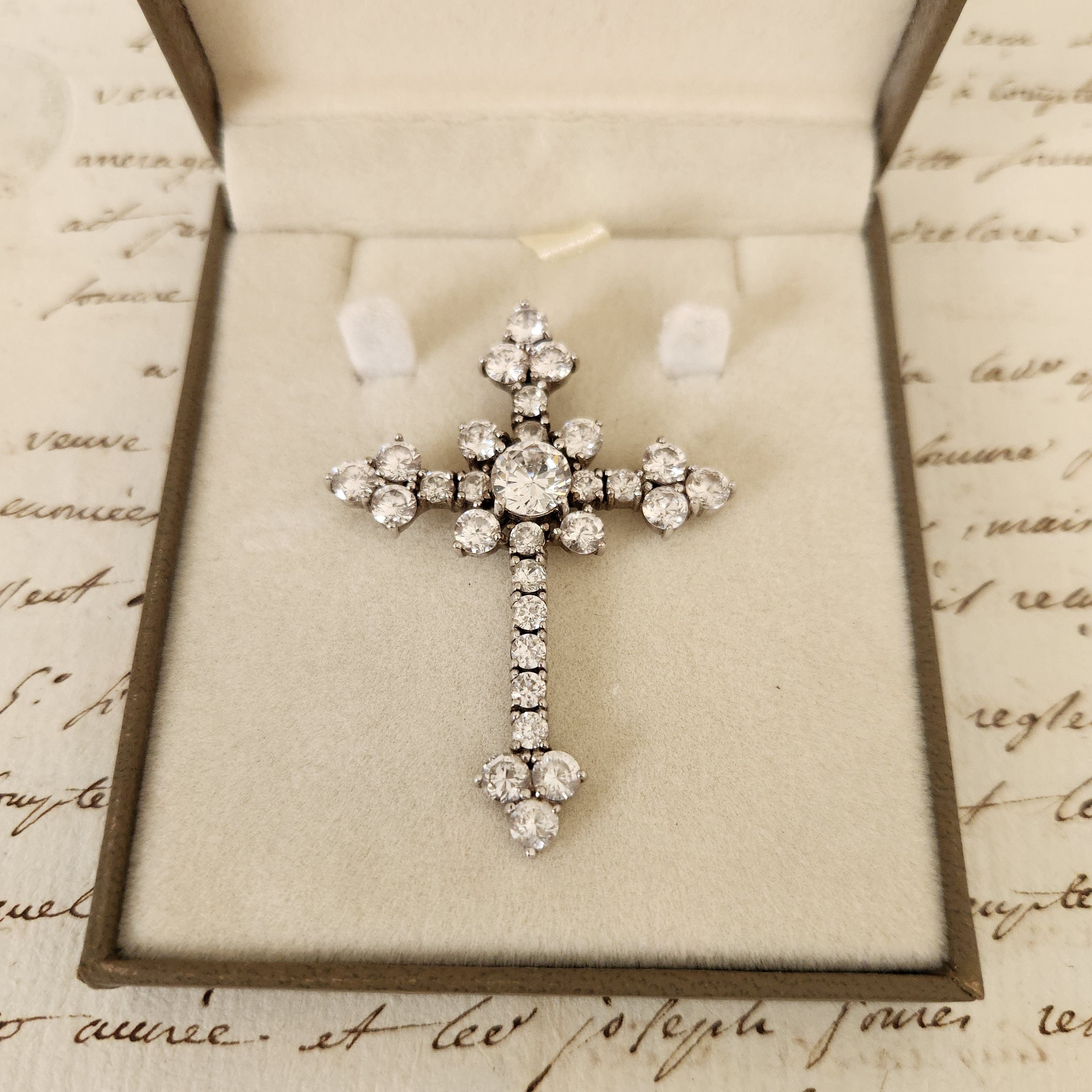Sterling Silver and Crystal Vintage Cross
