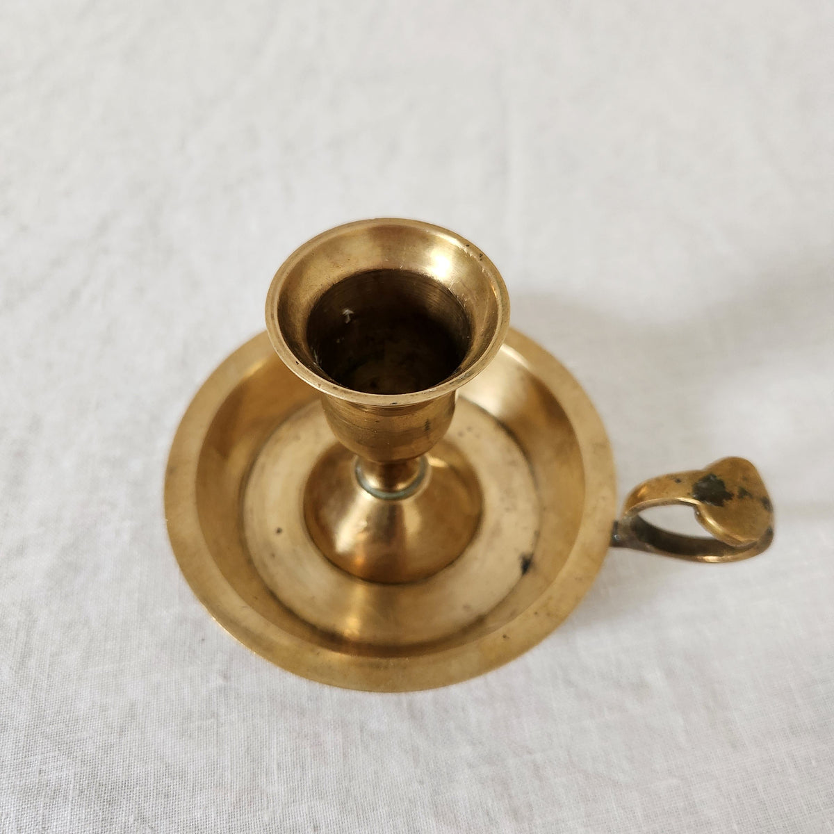 antique French brass chamber candleholder