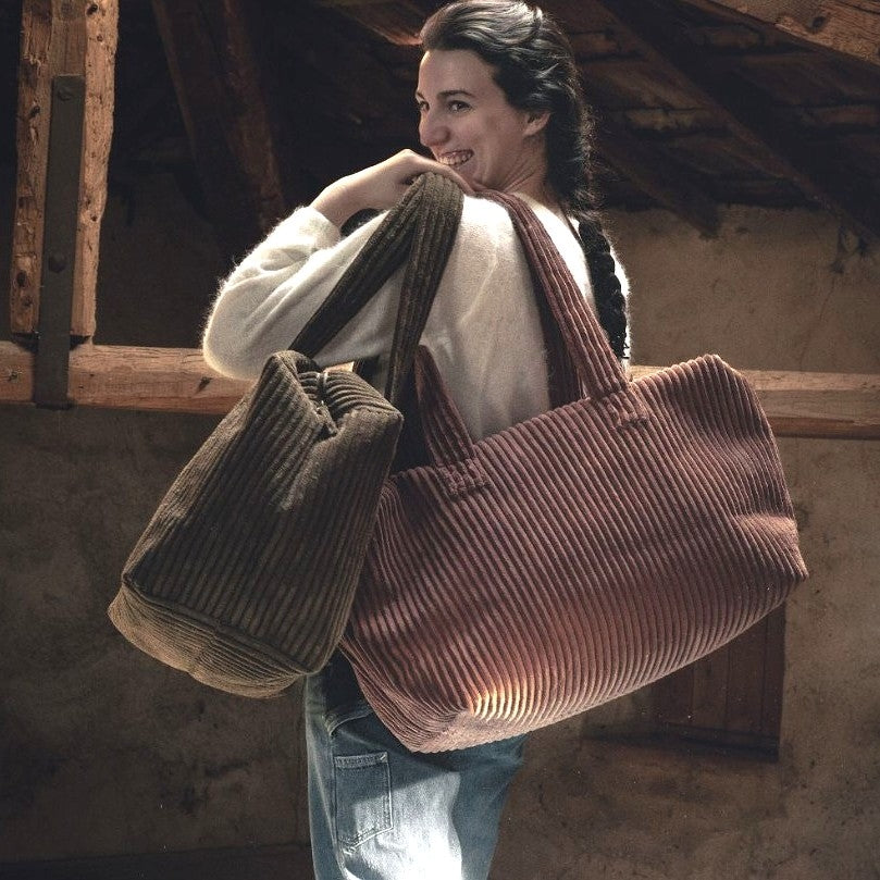 Corduroy weekend bags from Love after Love