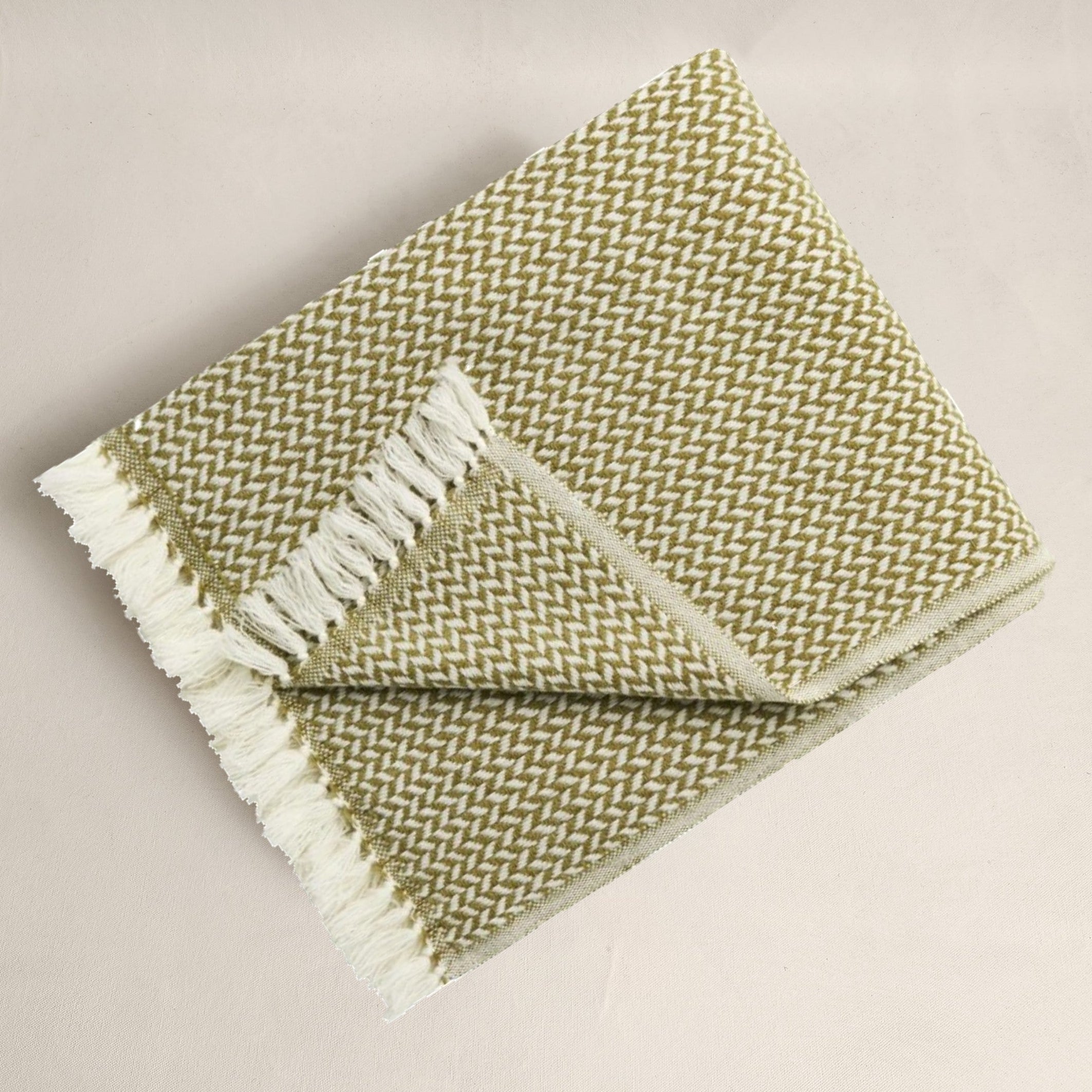 Wasabi coloured cashmere throw