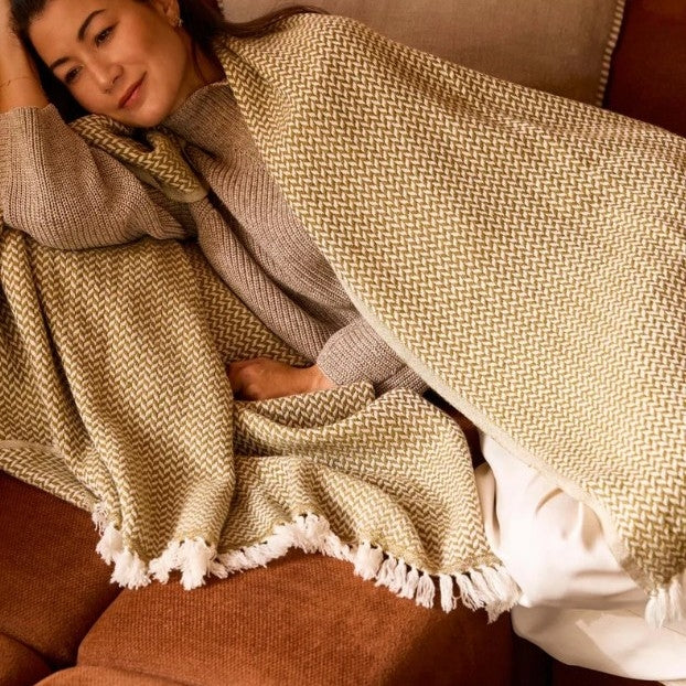 Cashmere Throw - Copenhagen Wasabi