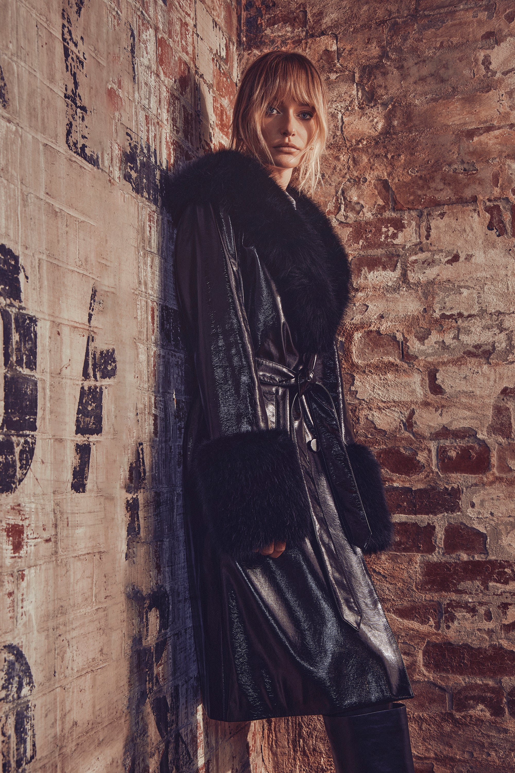 Libertango - Faux Patent Leather Trench Coat