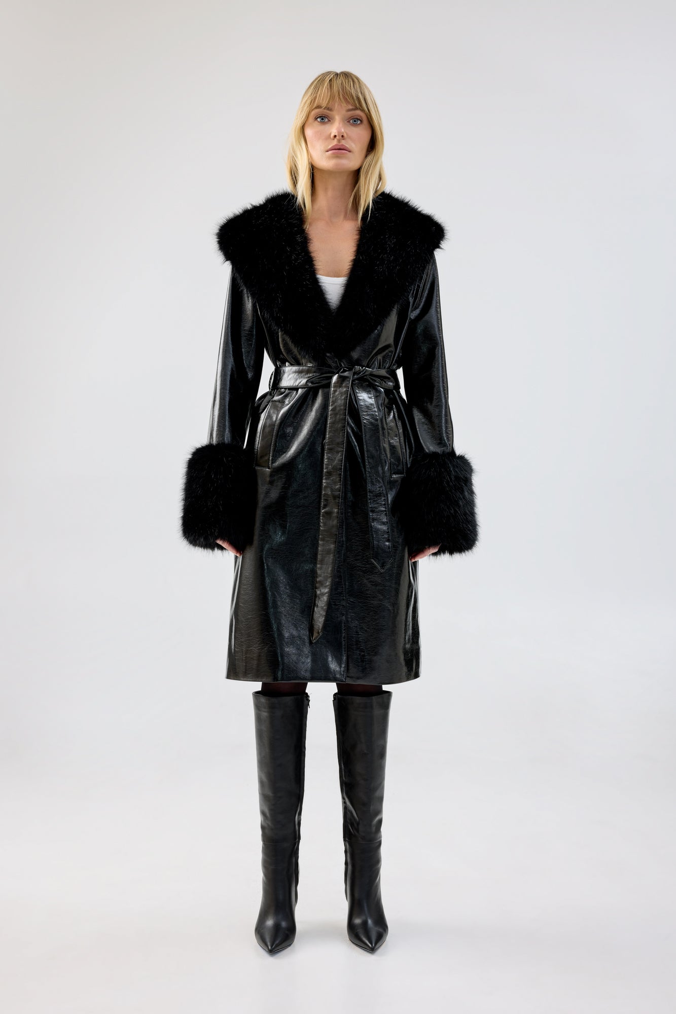 Libertango - Faux Patent Leather Trench Coat