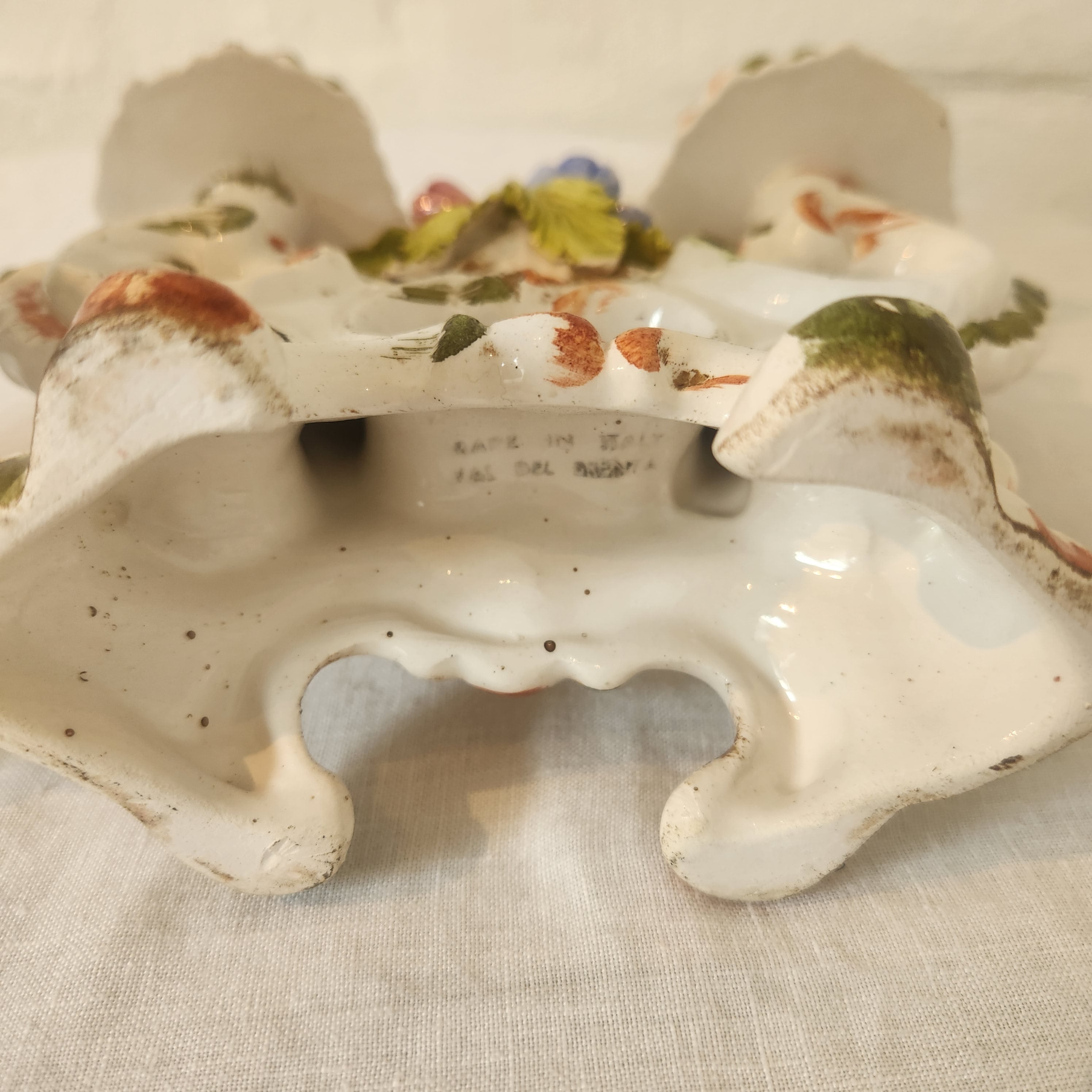 Vintage Italian Capodimonte Style Ceramic Candelabra Pair