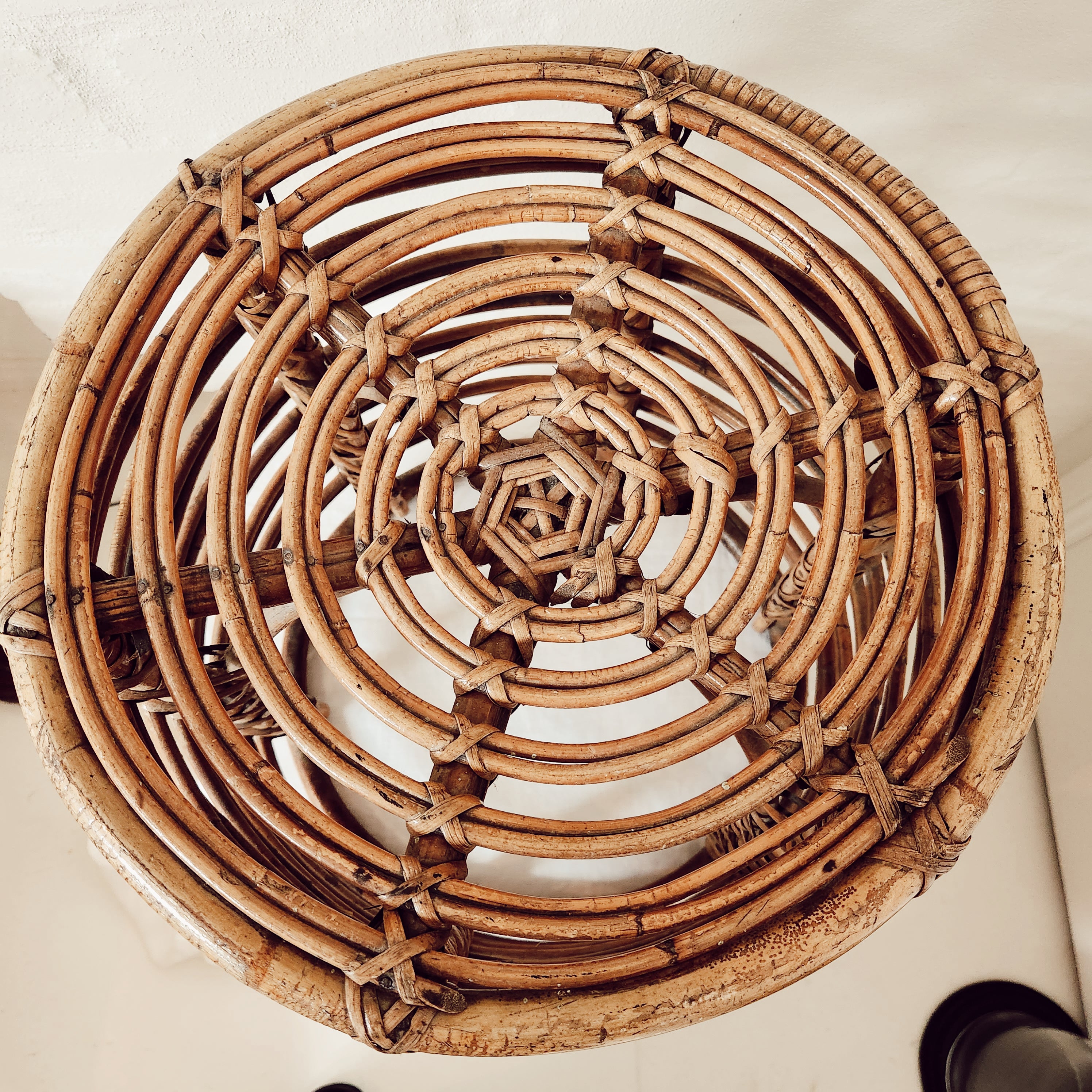 Vintage Italian Cane Stool