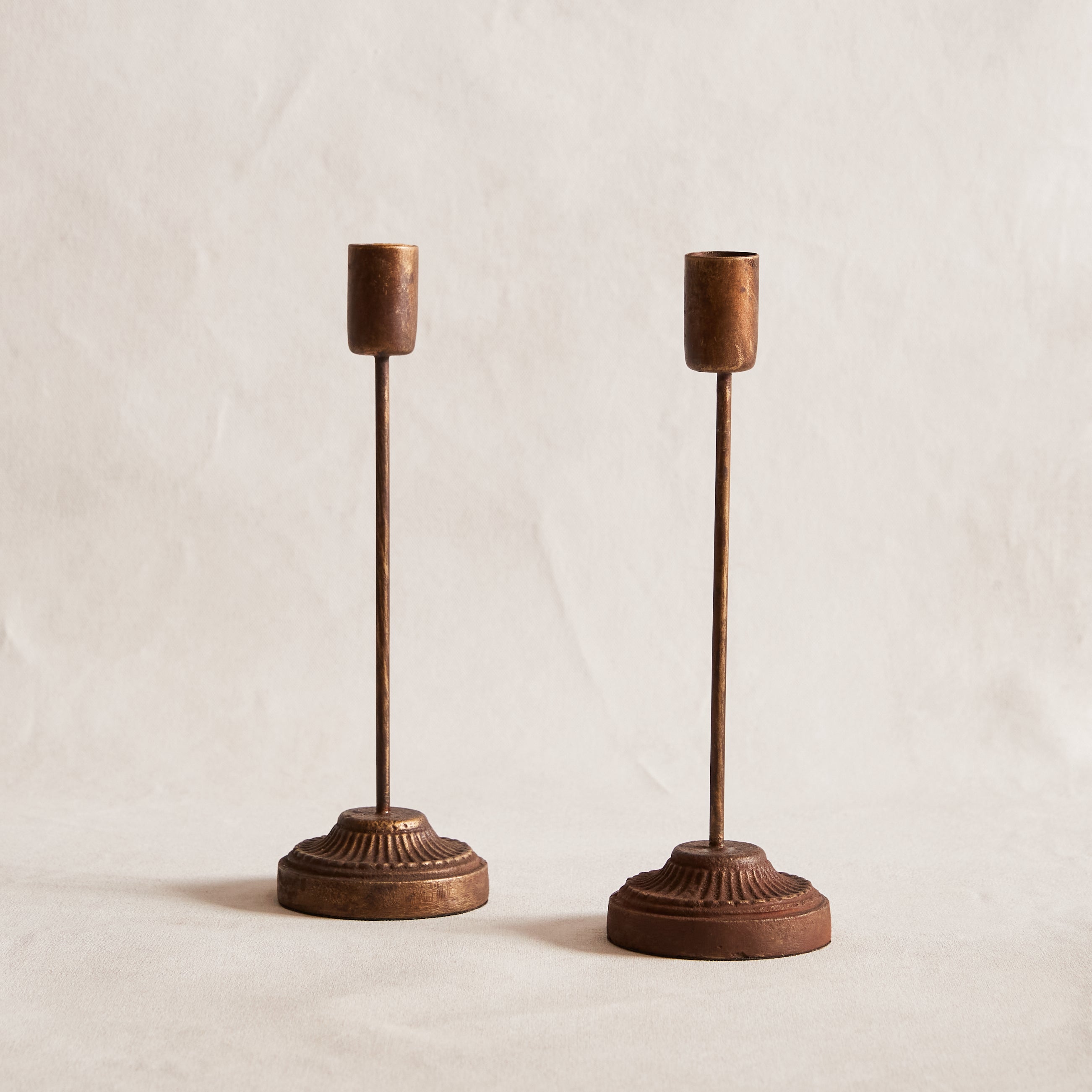 Aged Bronze Stem Candle Holder