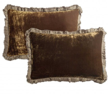 Seraphine Cushion with Silk Ruffle - Owaka Brown