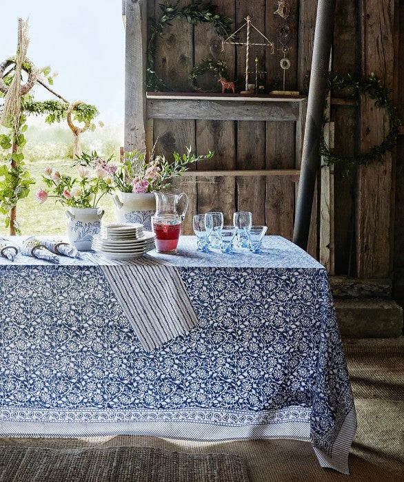 Cotton Tablecloth - Margerita Navy