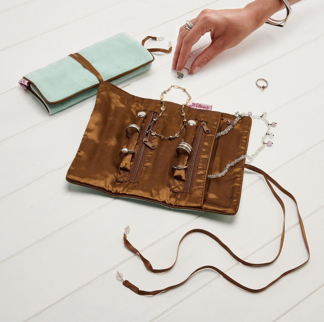 Velvet Jewellery Roll - Mint Green