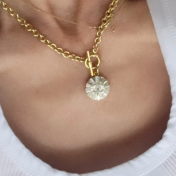 Crystal T Bar Necklace