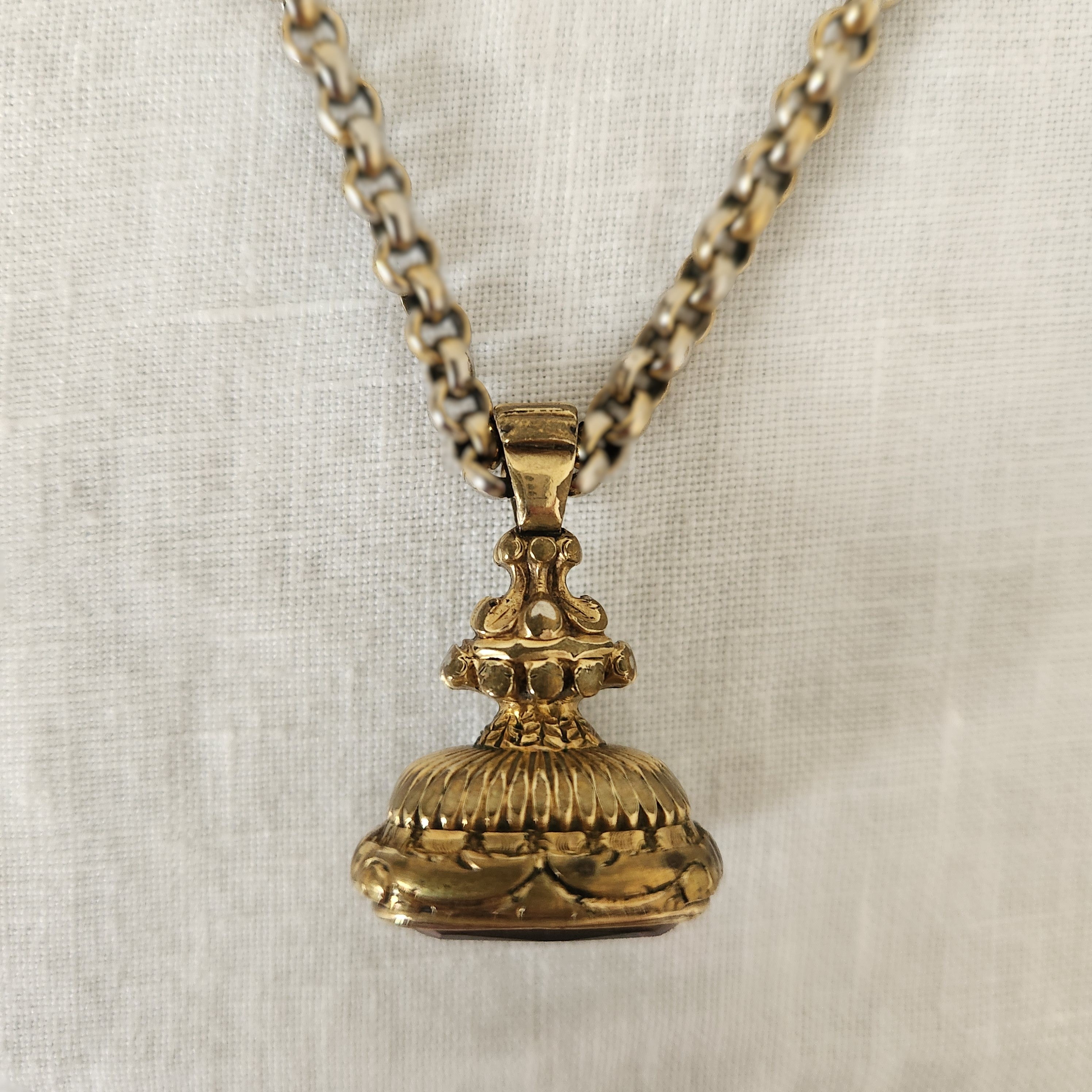 Antique Gilded Silver Amethyst Fob Pendant