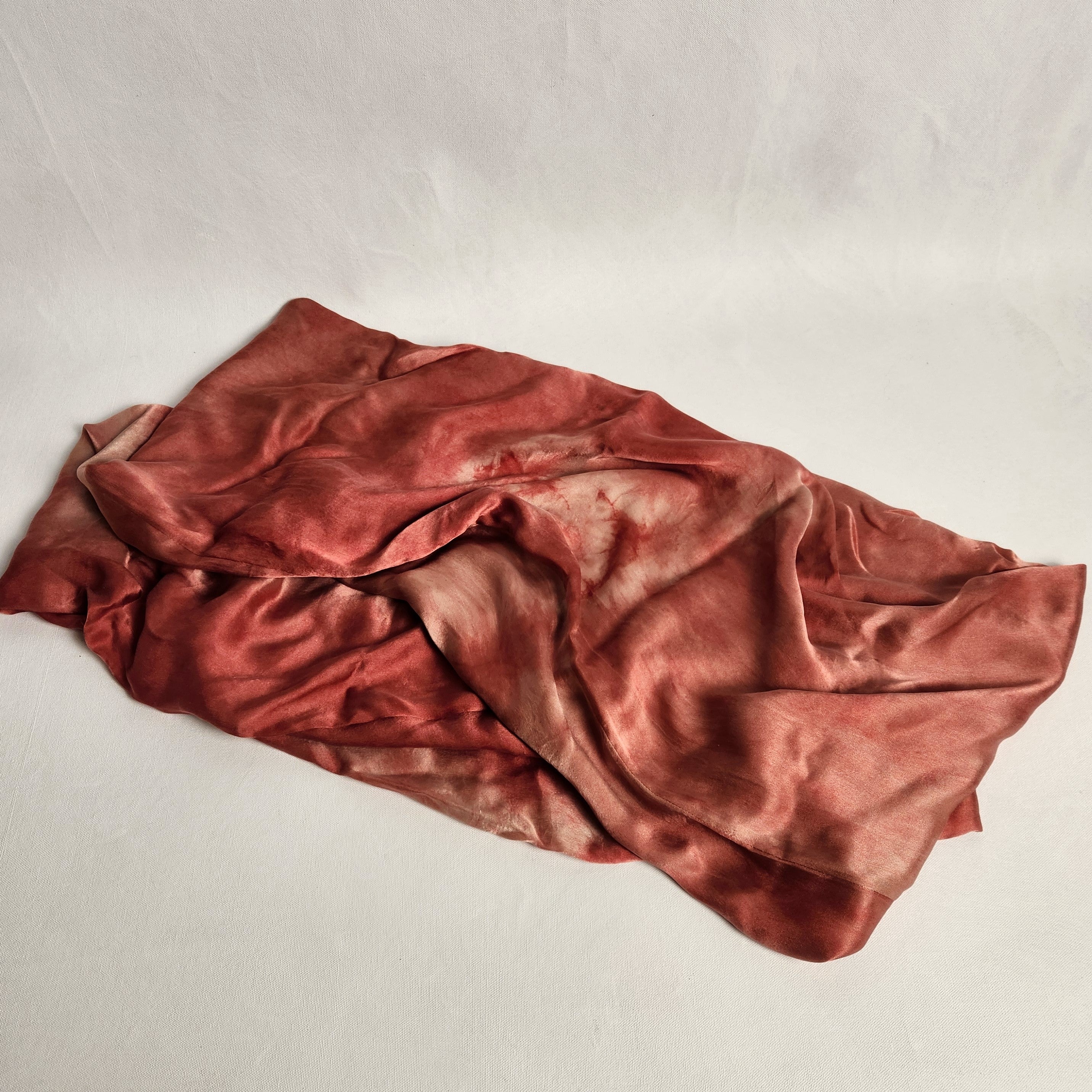 Coral Red Silk Scarf / Snood